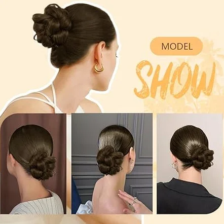 Moños Postizos para Mujer Donut Extensiones Chignon Profesional Marrón claro