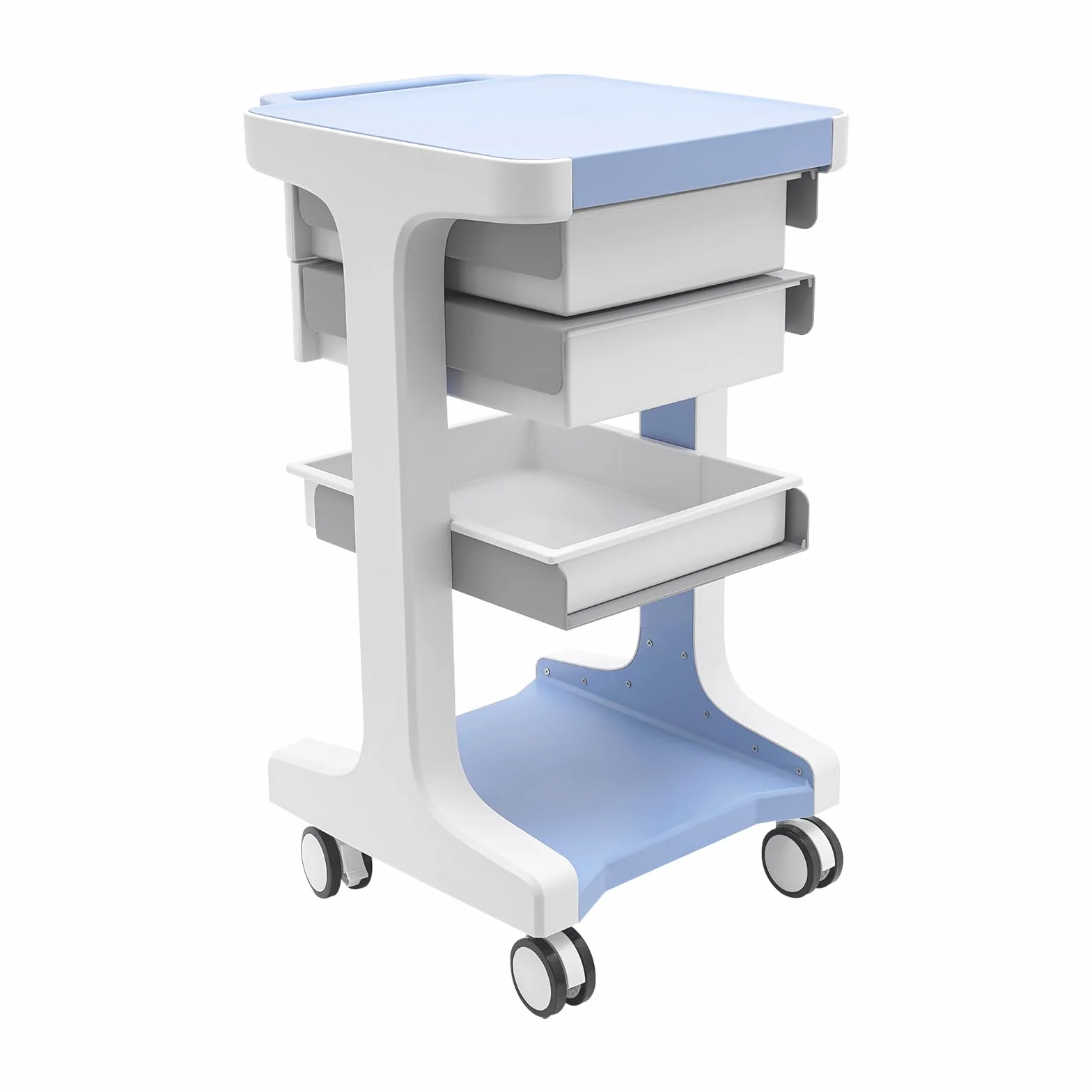 Carro medicinal con 2 cajones y estante superior Carro de salón de belleza 50 kg de capacidad de carga para laboratorio médico, peluquería, hospitales, clínicas