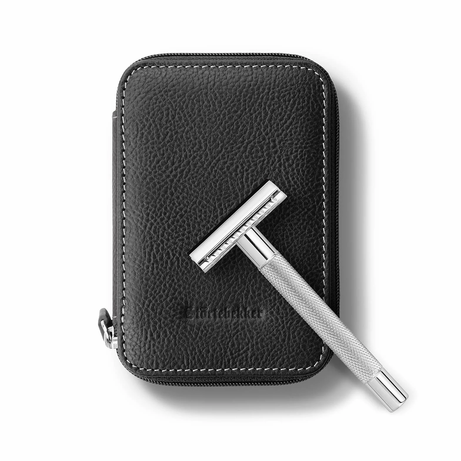 Funda para maquinilla de Afeitar prémium de Störtebekker® – Estuche de Piel auténtica – Producción sostenible y embalada, (Negro)