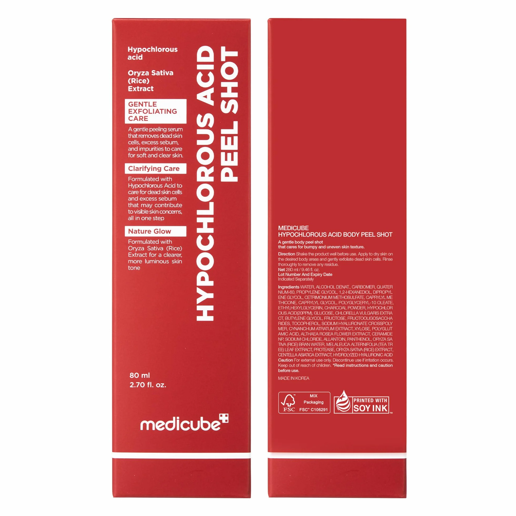 Medicube Body Peel Shot Hypochlorous Acid Gentle Body Exfoliating Serum Dead Skin Cells Rough Patches Uneven Texture Rice Extract Panthenol Hydrating Smoothing Care 9.46 fl.oz