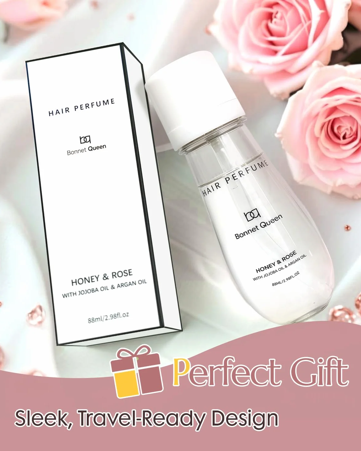 BONNET QUEEN Perfume para el Cabello Mujer, Fragancia Capilar Honey & Rose, 88ml