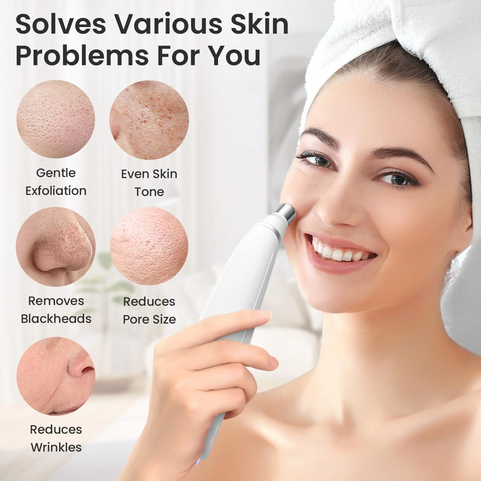 UNOISETION Máquina de microdermoabrasión de diamante, máquina facial portátil para exfoliación, removedor de puntos negros, aspiradora de poros para uso doméstico
