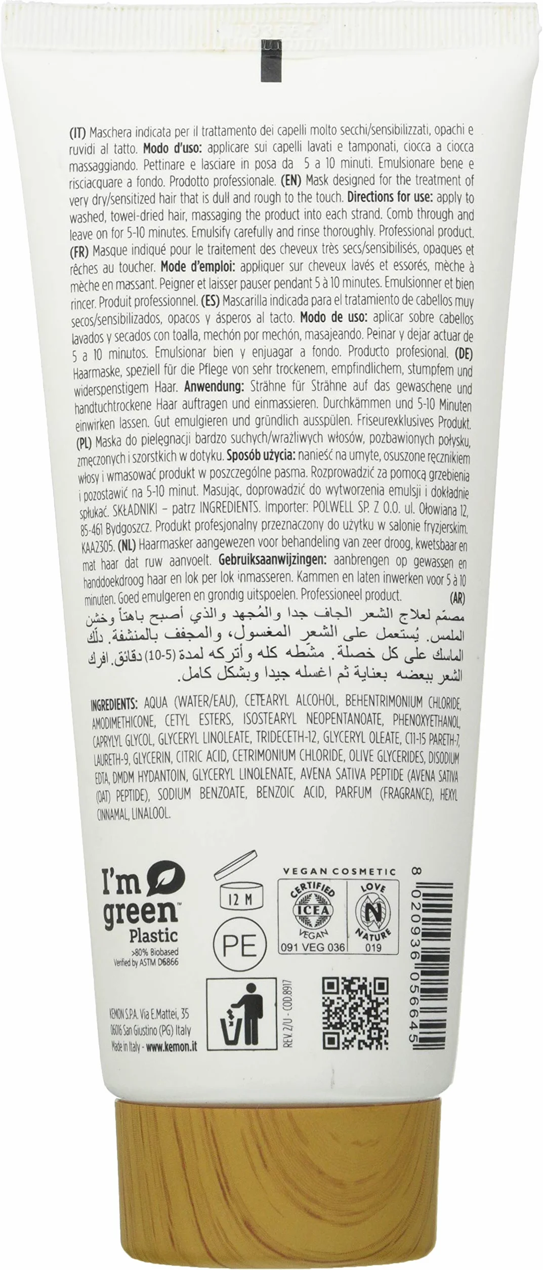 Kemon Actyva Mascarilla Nutrición Rica Para El Pelo 200ml