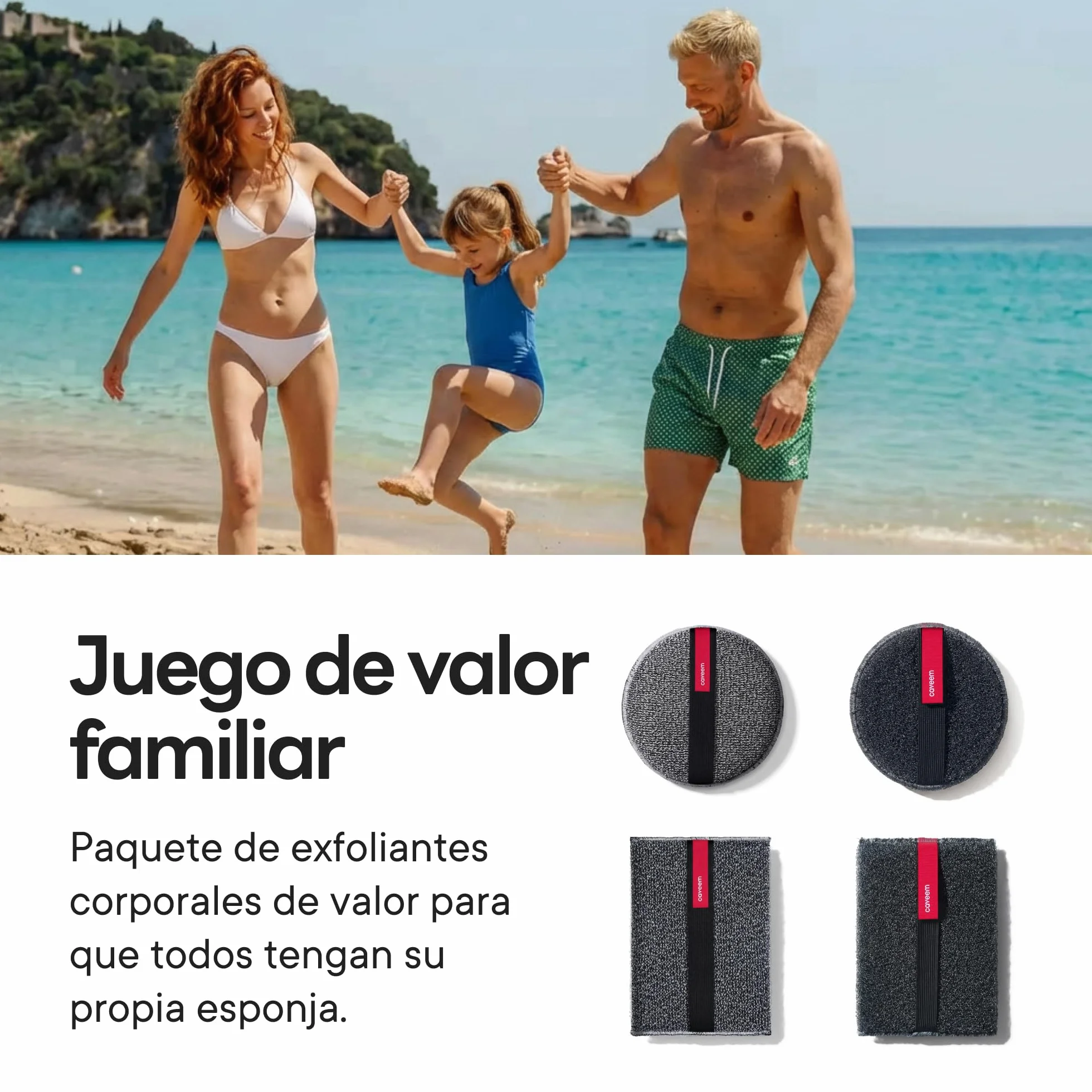 CAVEEM Esponja Exfoliante Corporal Doble Cara, Paquete de 2, Gris Oscuro