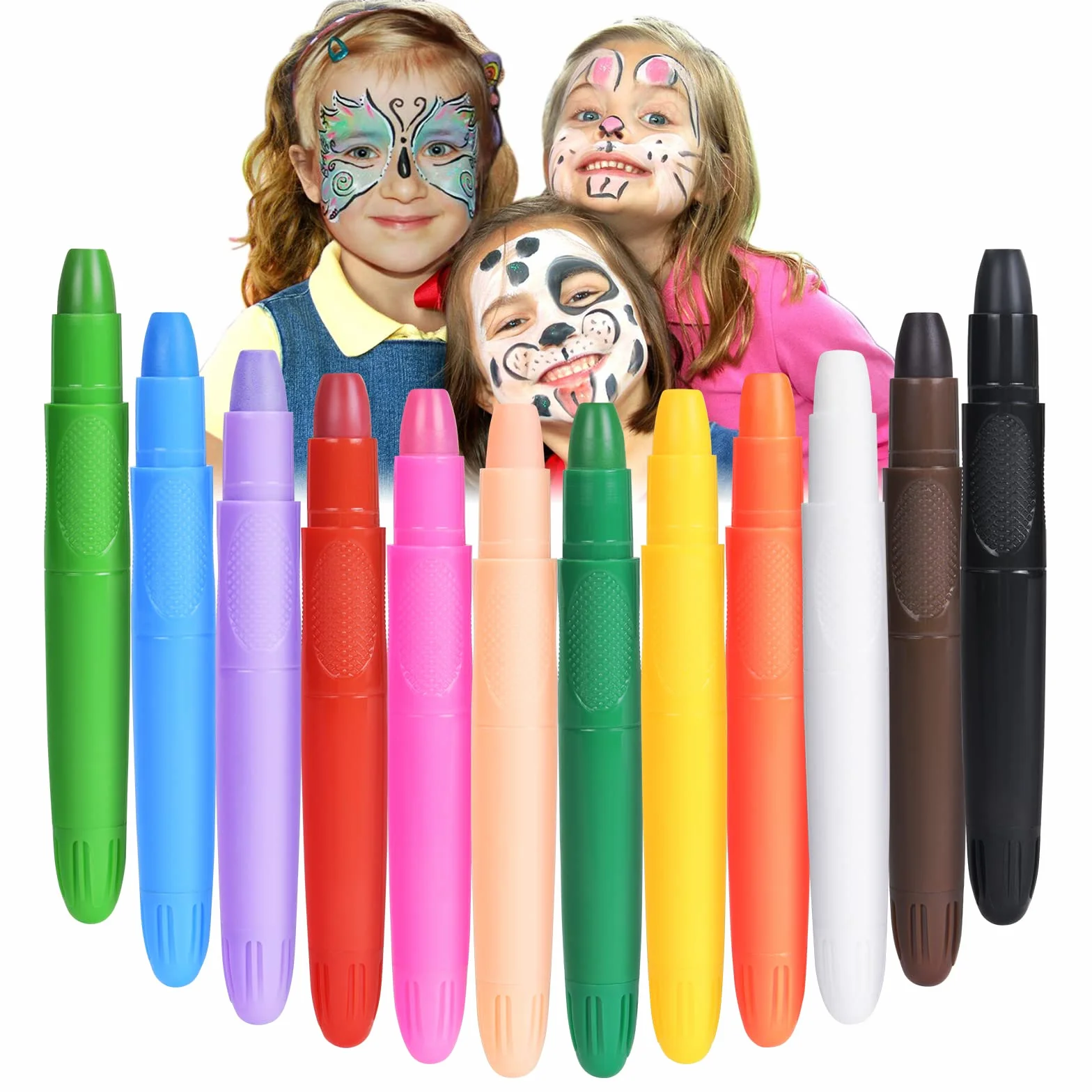 URAQT Pintura Facial para Niños, 12 Colores, Seguridad No Tóxica, Pintura Corporal y Facial
