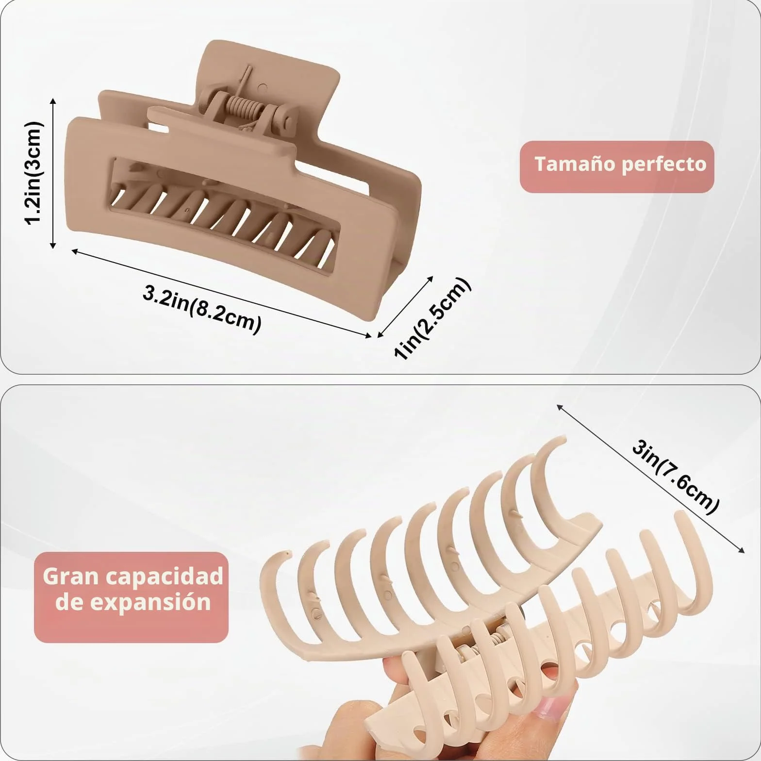 Clips de Pelo 8 cm Pinza Grande Hair Claw Resorte Fuerte Antideslisante Clásico