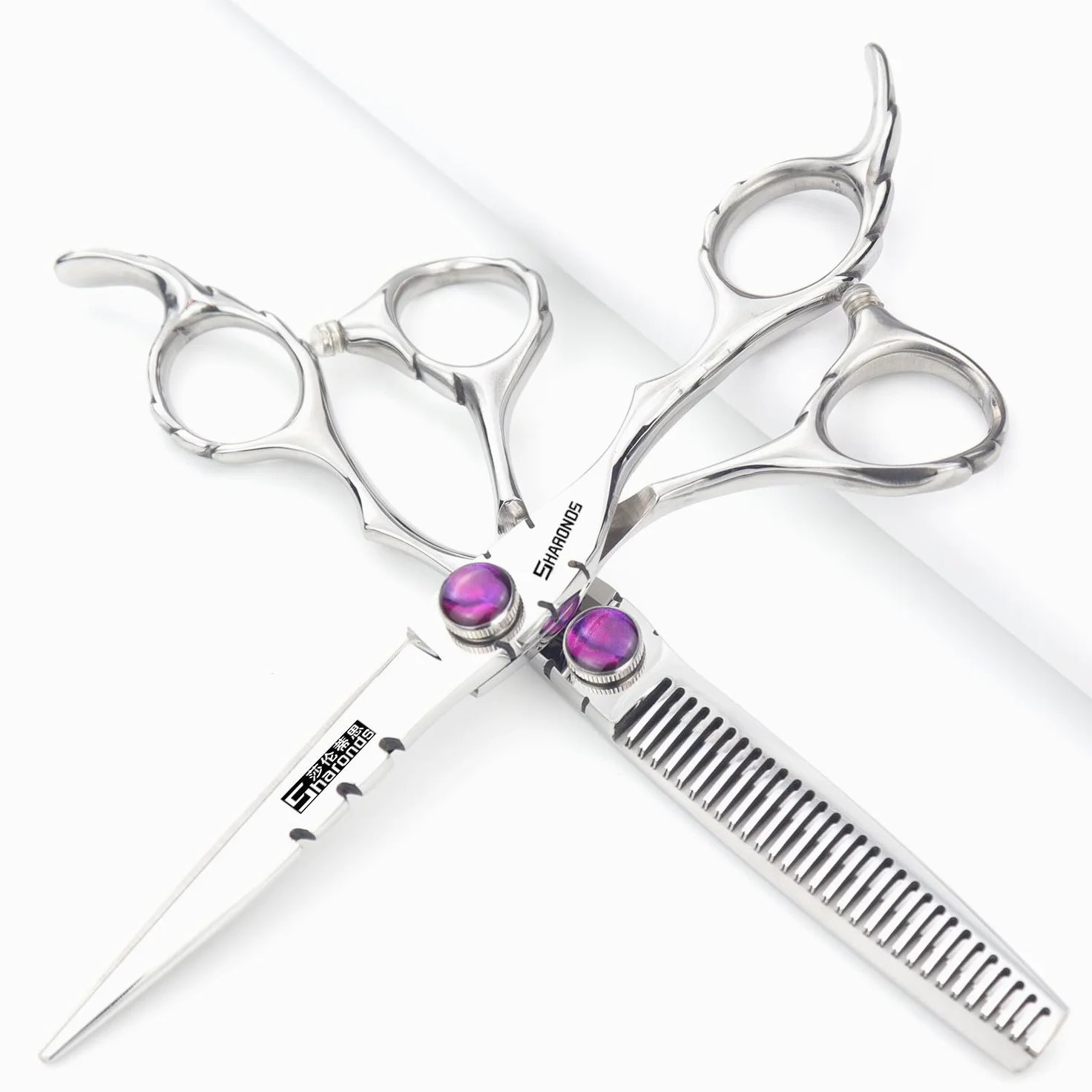 Peluquería sharonds de 5,5/6 / 6,5 pulgadas peluquería peluquero profesional tijeras estilista profesional herramientas de peinado conjunto de tijeras (6 pulgadas y 2 piezas)