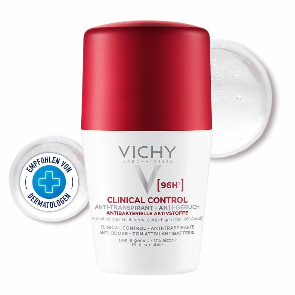 Vichy Desodorante Roll-On Antitranspirante Mujer 96h Clinical Control 50 ml Paquete de 2