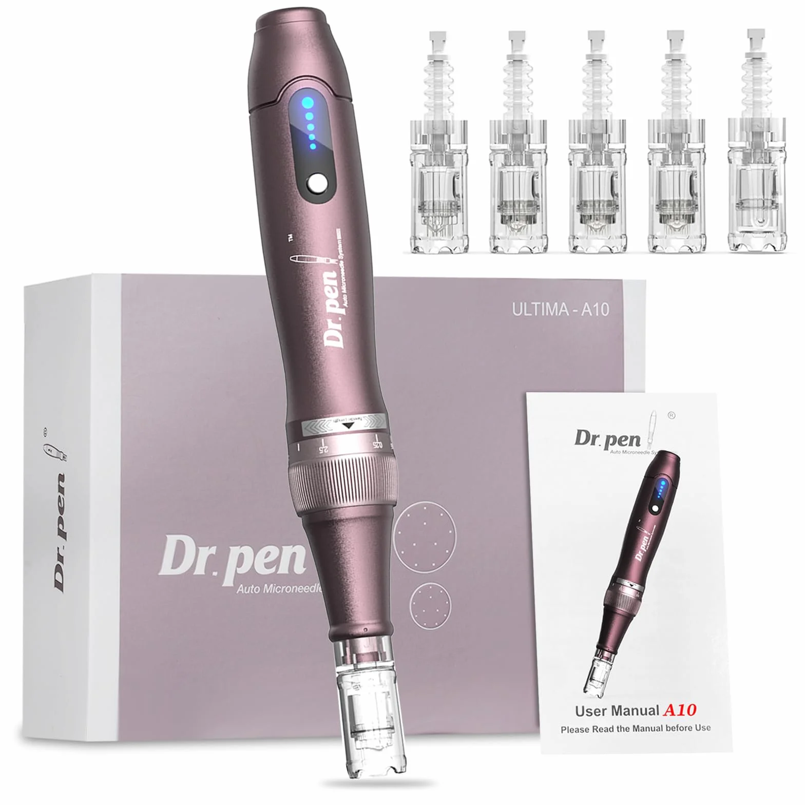 Dr.pen Ultima A10 Dermapen Profesional Inalámbrica con 5 Cartuchos para Cara y Crecimiento de Pelo