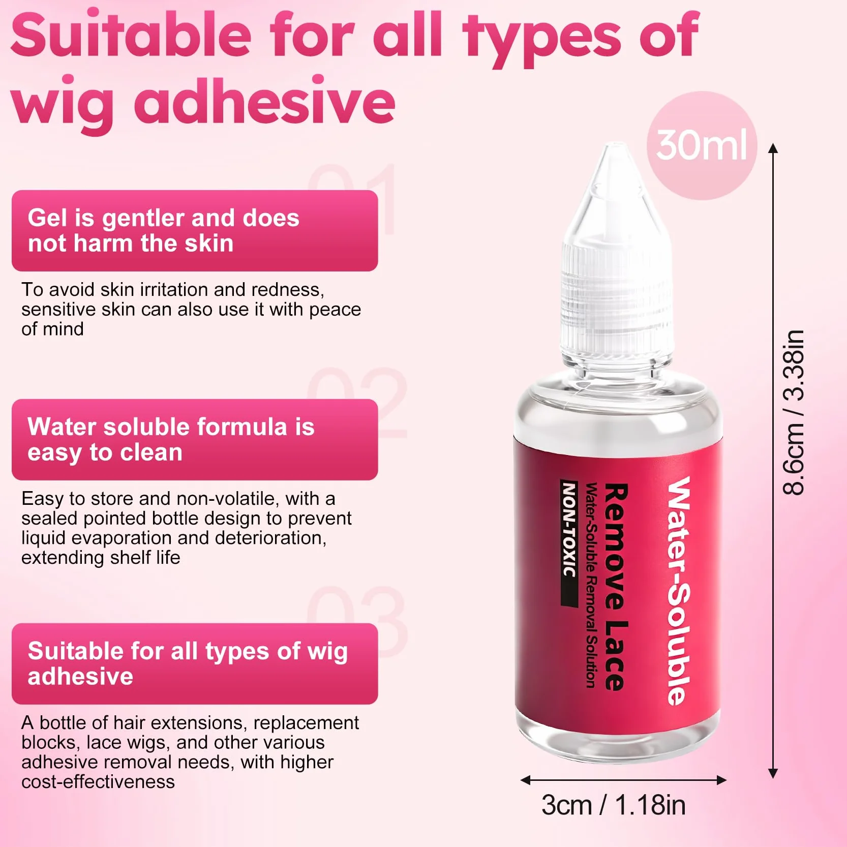 Removedor de Adhesivo para Pelucas de Encaje, 30 ml