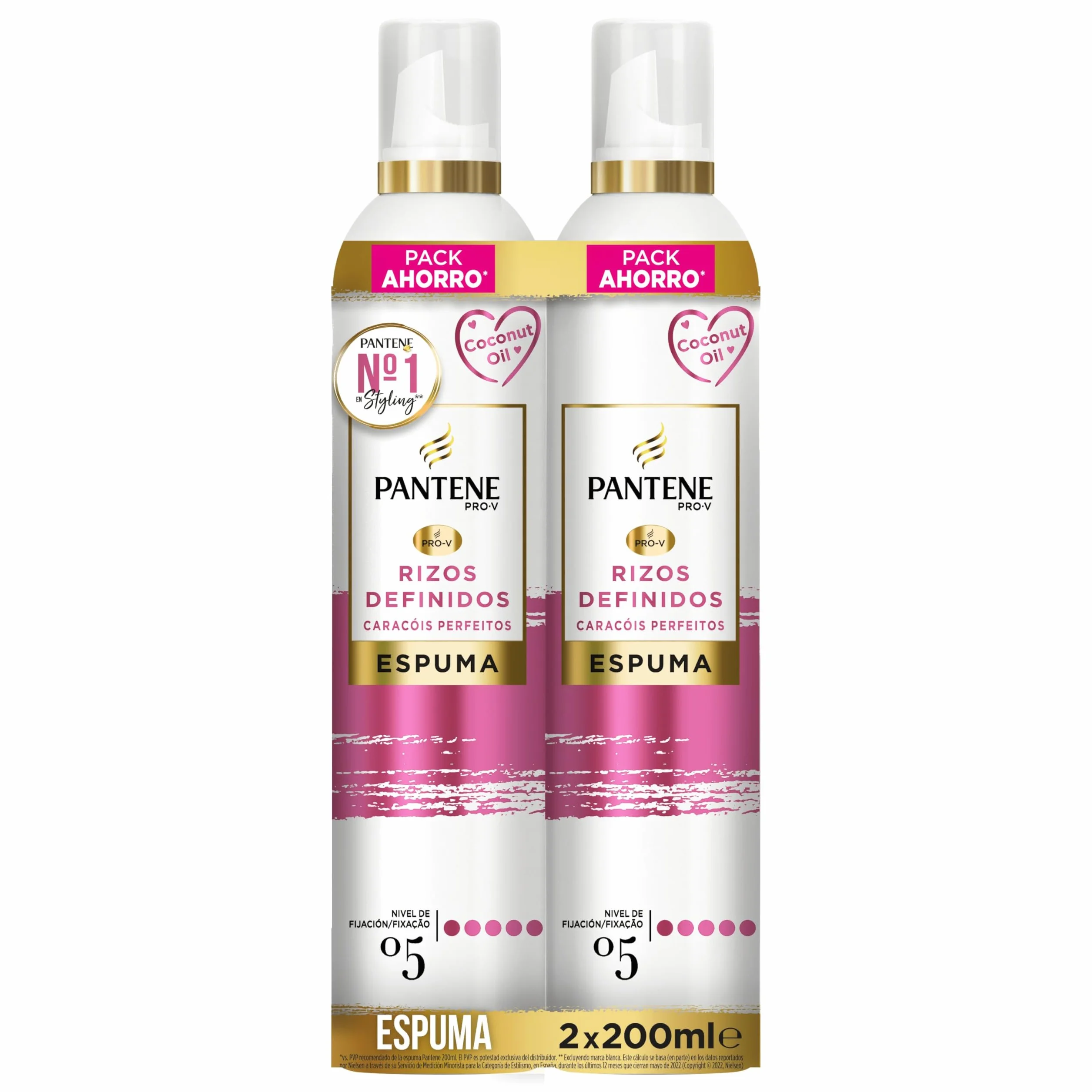 Pantene Pro-V Espuma Rizos Perfectos Nutritiva Protectora Calor Aceite Coco 2x200 ml