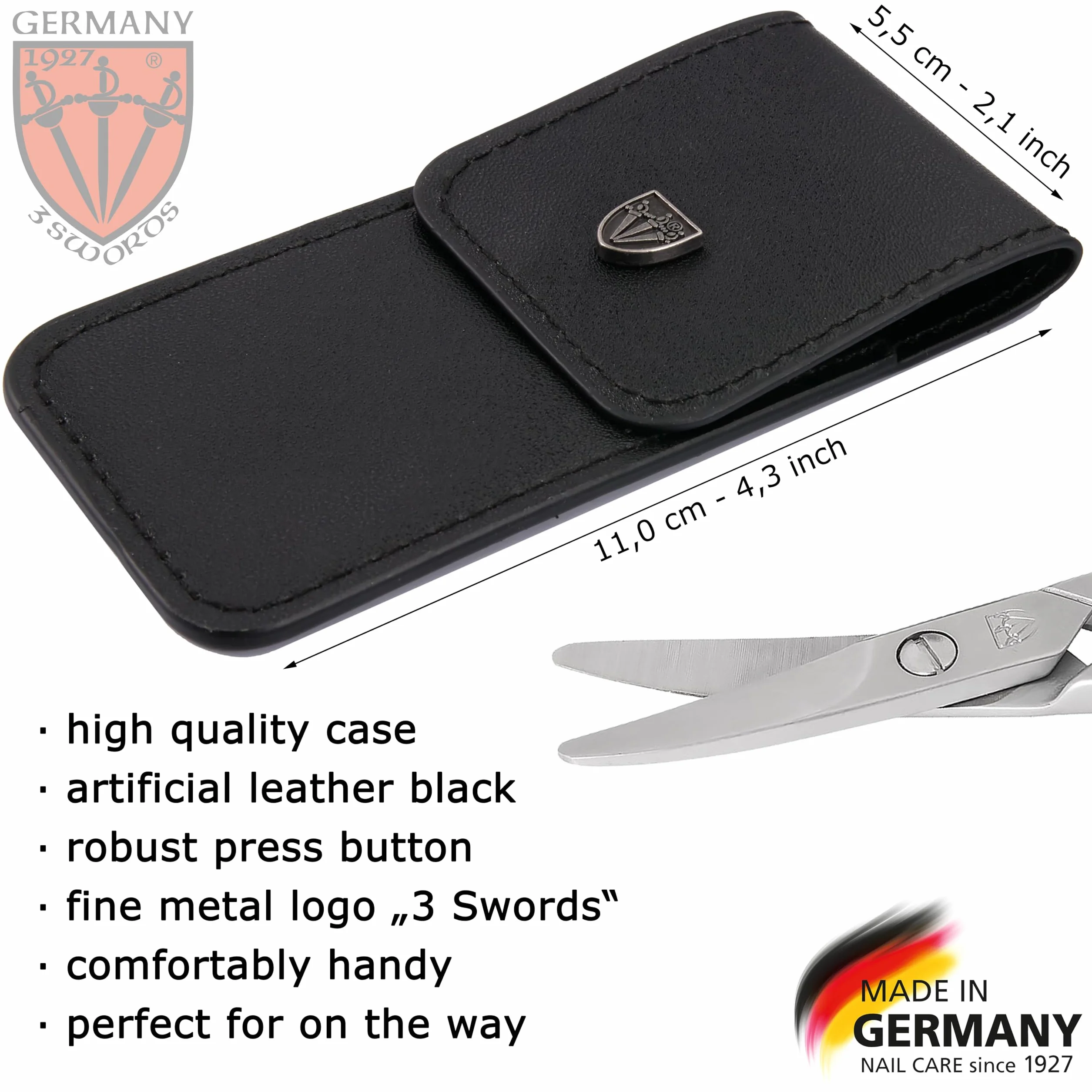 Tres Espadas Tijeras manicura curvas acero inoxidable Made in Germany