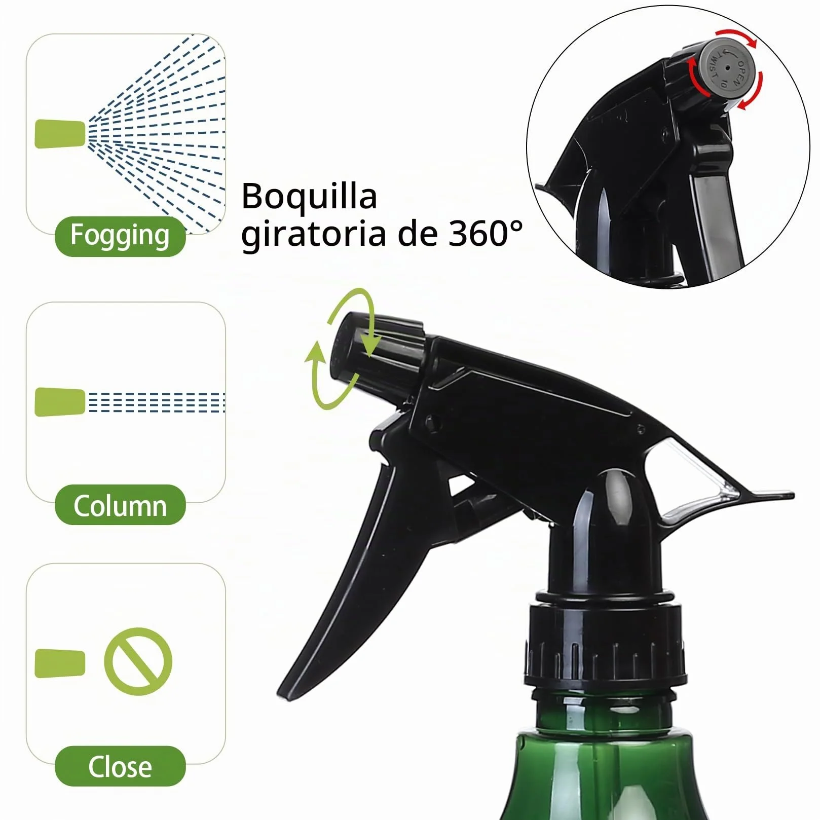 Pulverizador 500ml Botella Spray Plástico Vacía para Plantas Hogar Jardín