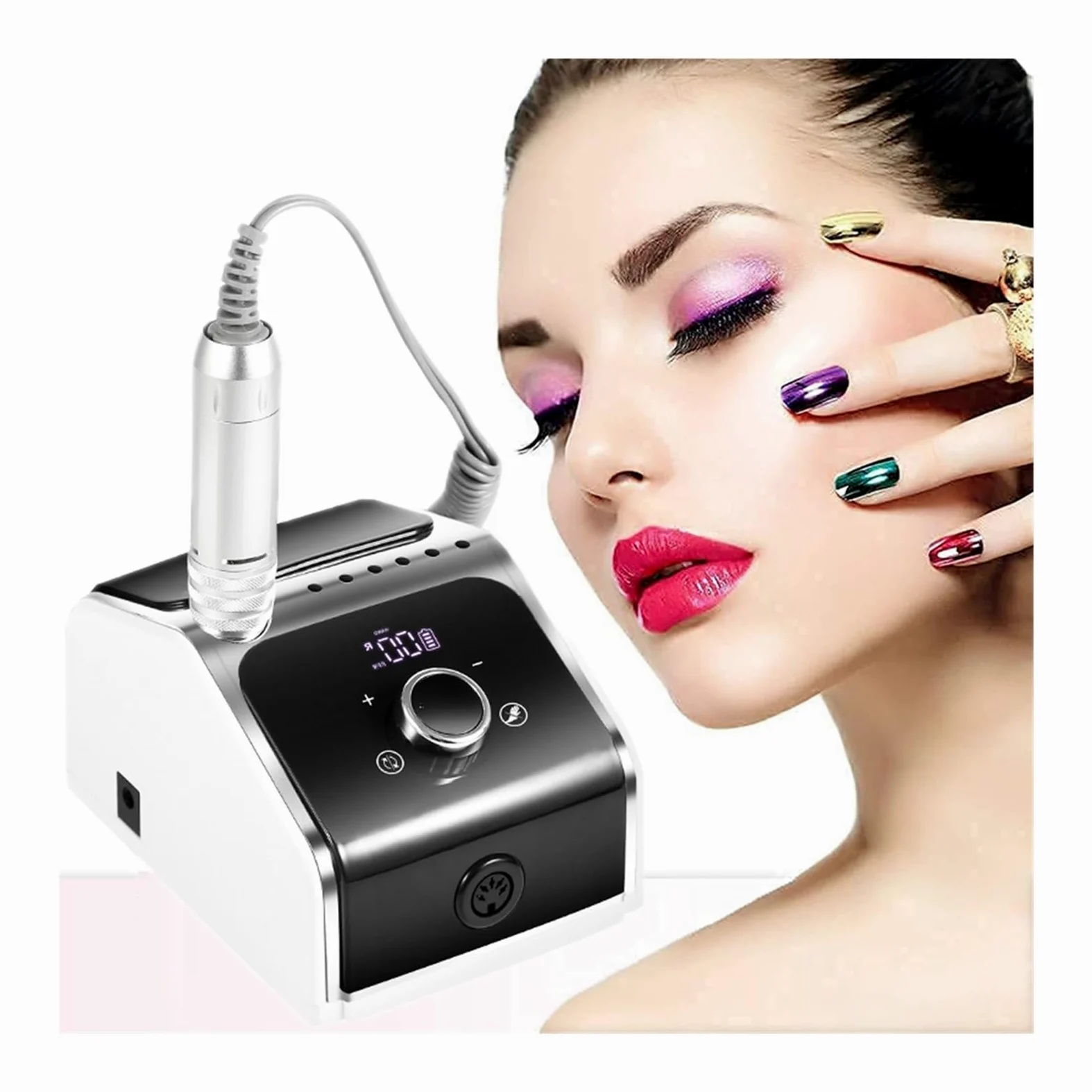 Taladro eléctrico for uñas de 35000RPM, juego de fresas for manicura recargable, brocas for limas de uñas for esmalte de Gel, herramienta for decoración de uñas(Groen)