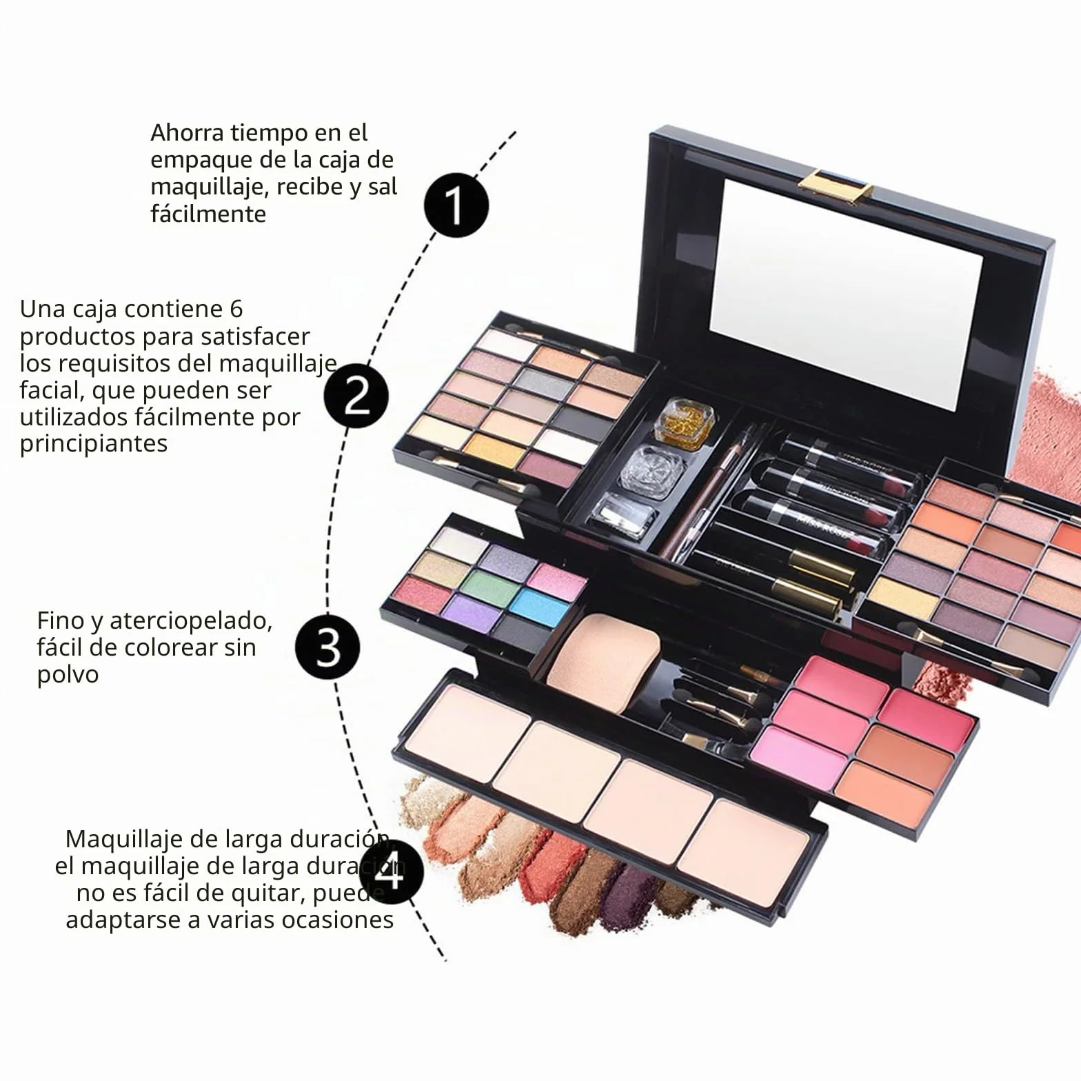 Calendario de Adviento 2024, juego de maquillaje, 39 colores, juego de regalo multifunción, selección de vacaciones, caja de belleza con paleta de sombras de ojos, pintalabios, colorete, rímel