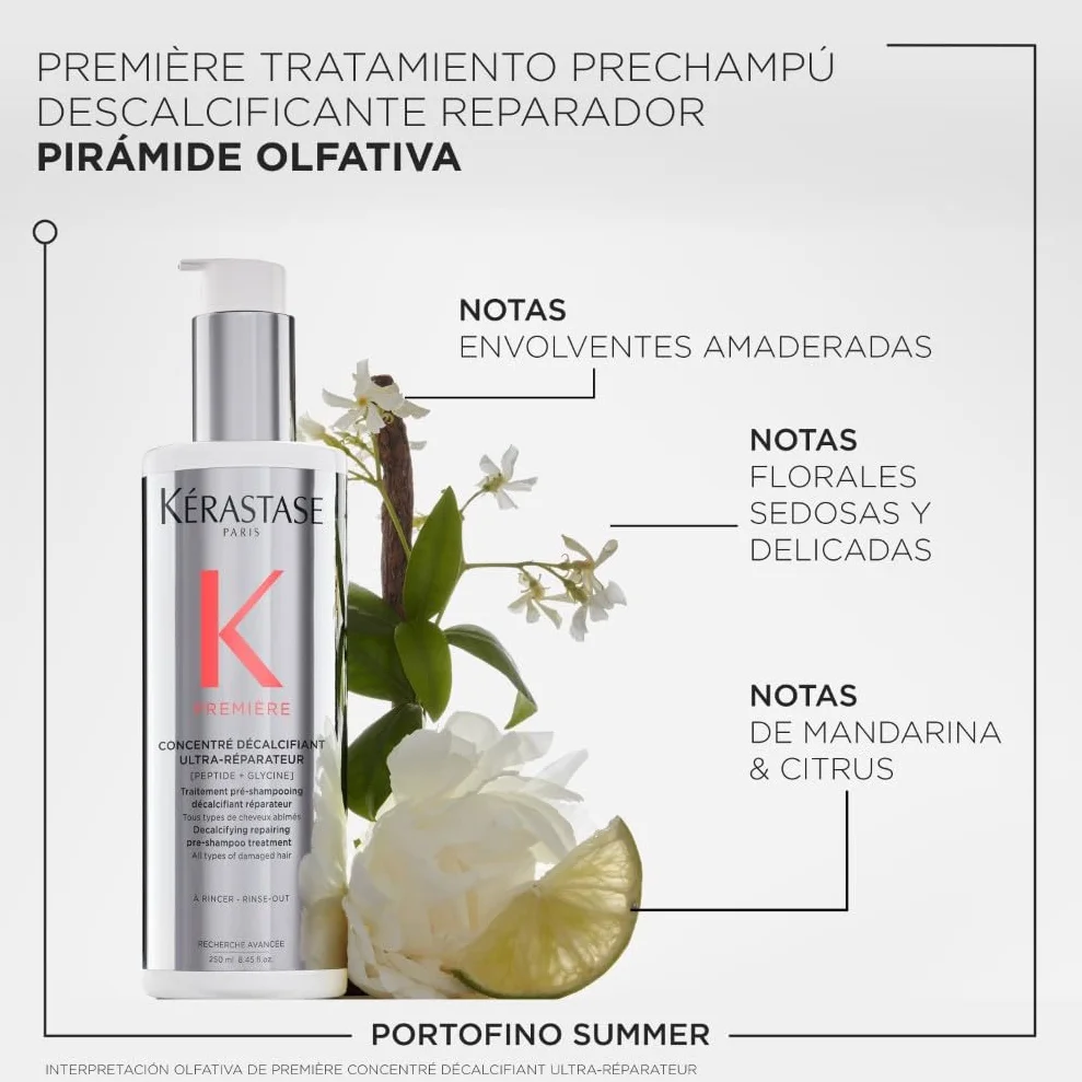 Kérastase Première Reparador de Cabello, Concentrado, Descalcificante, Tratamiento Cabello Seco y Dañado, con Ácido Cítrico y Glicina, Concentré Décalcifiant Ultra-Réparateur, 250 ml