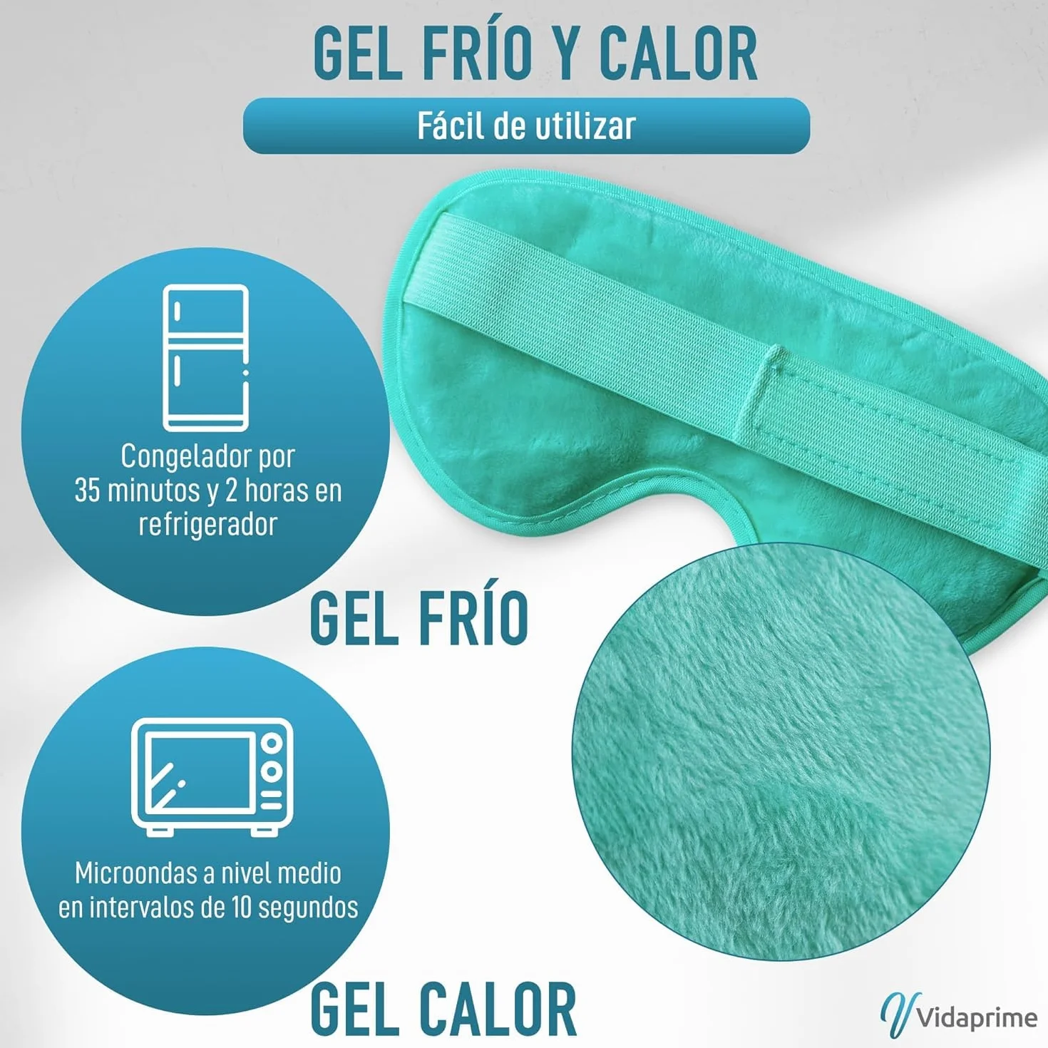 OrtoPrime Antifaz Gel Frío Ojos para Dormir Máscara Reutilizable Migraña Ojeras