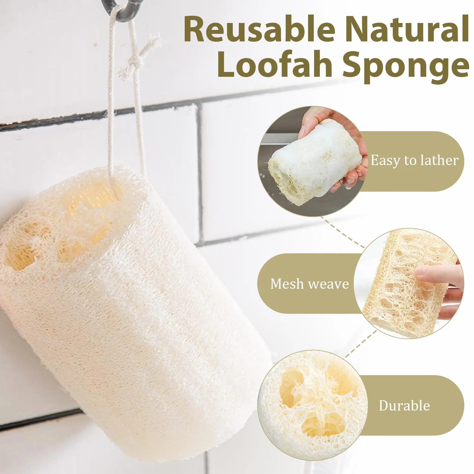Lufa Natural Esponja Exfoliante de Ducha 6 Piezas Reutilizable