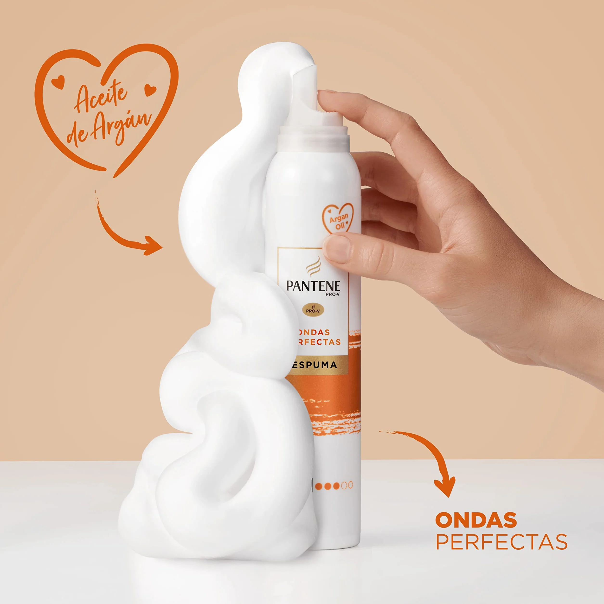 Pantene Pro-V Espuma Ondas Perfectas Nutritiva Protectora Calor Aceite Argán 300 ml