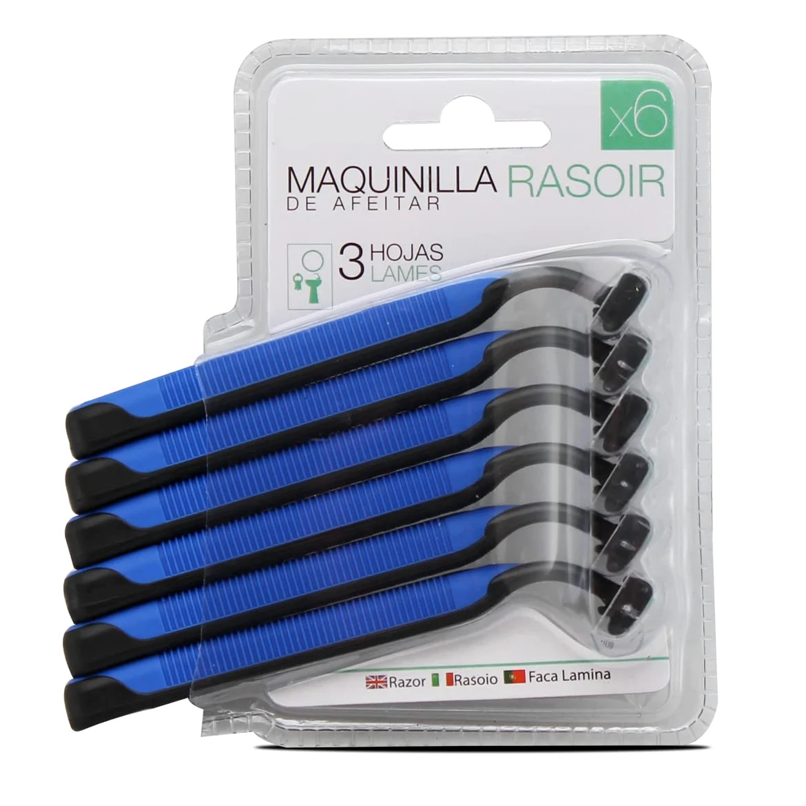 Juego de 24 paquetes de 6 Maquinillas de Afeitar Desechable, Maquinilla de Afeitar con 3 Cuchillas para Hombres, Maquinillas de Afeitar Manual, Cabezal Fijo