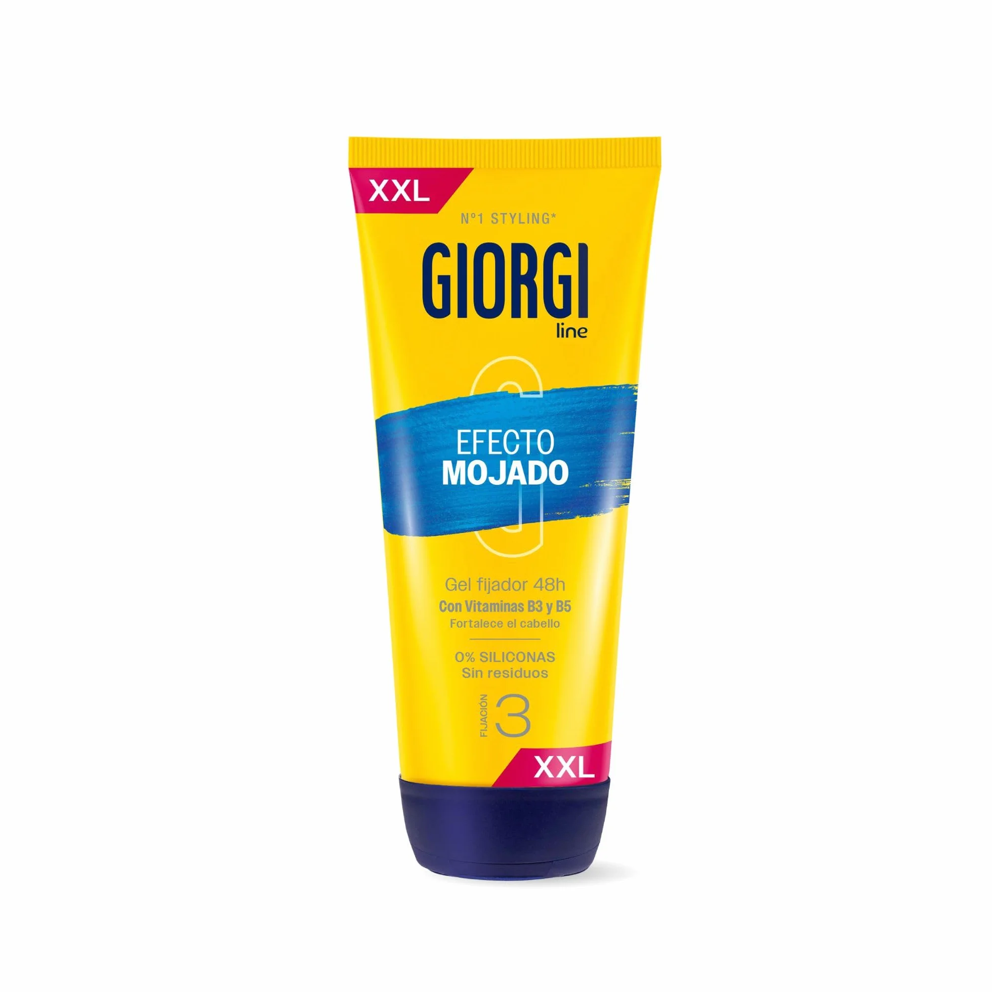 Giorgi Line Gomina Efecto Mojado XXL Fijación 3 Extrafuerte Brillo Intenso 48h Sin Alcohol Siliconas Formato Ahorro 240 ml