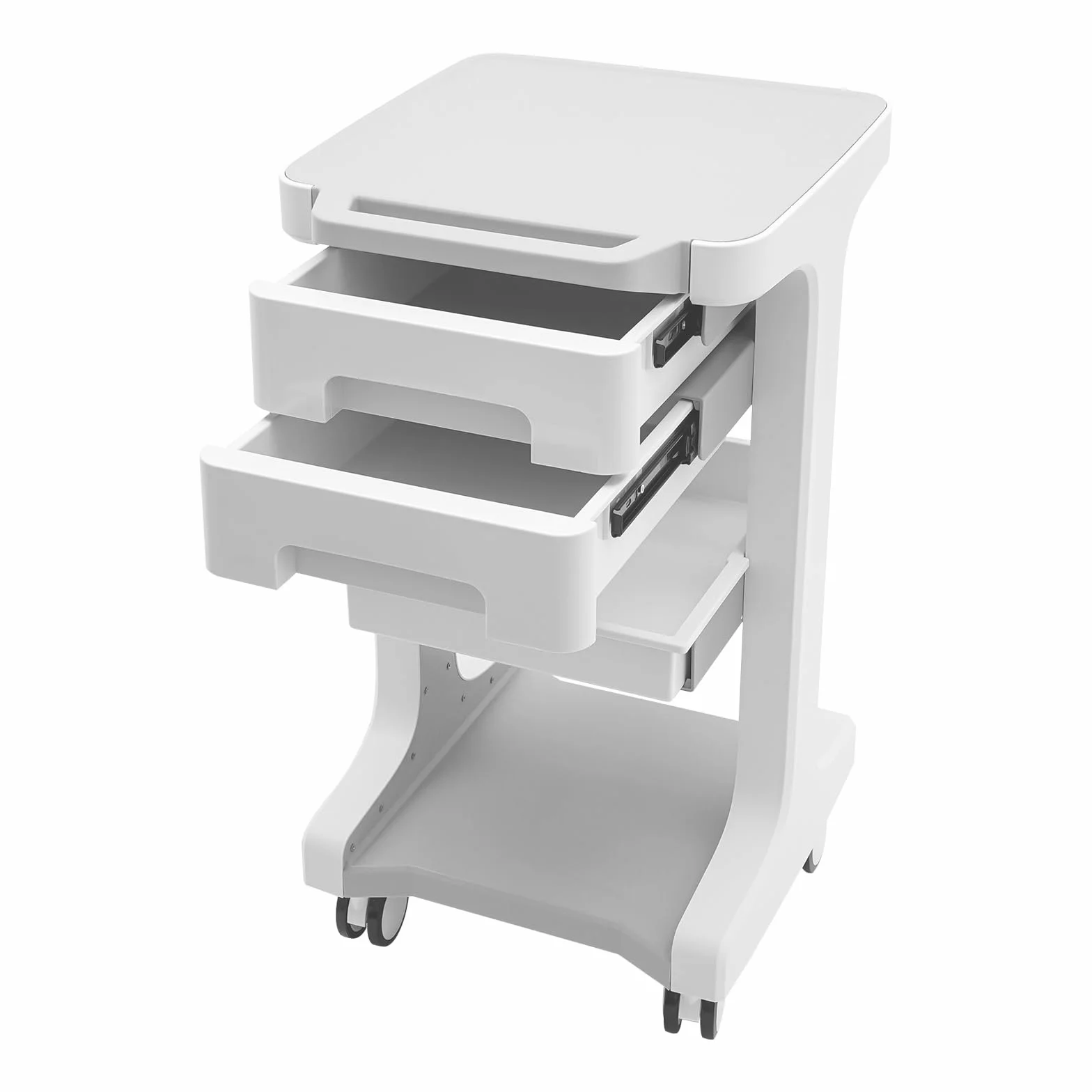 Carro médico 2 cajones 41x41x67 cm 50 kg 4 ruedas universales gris