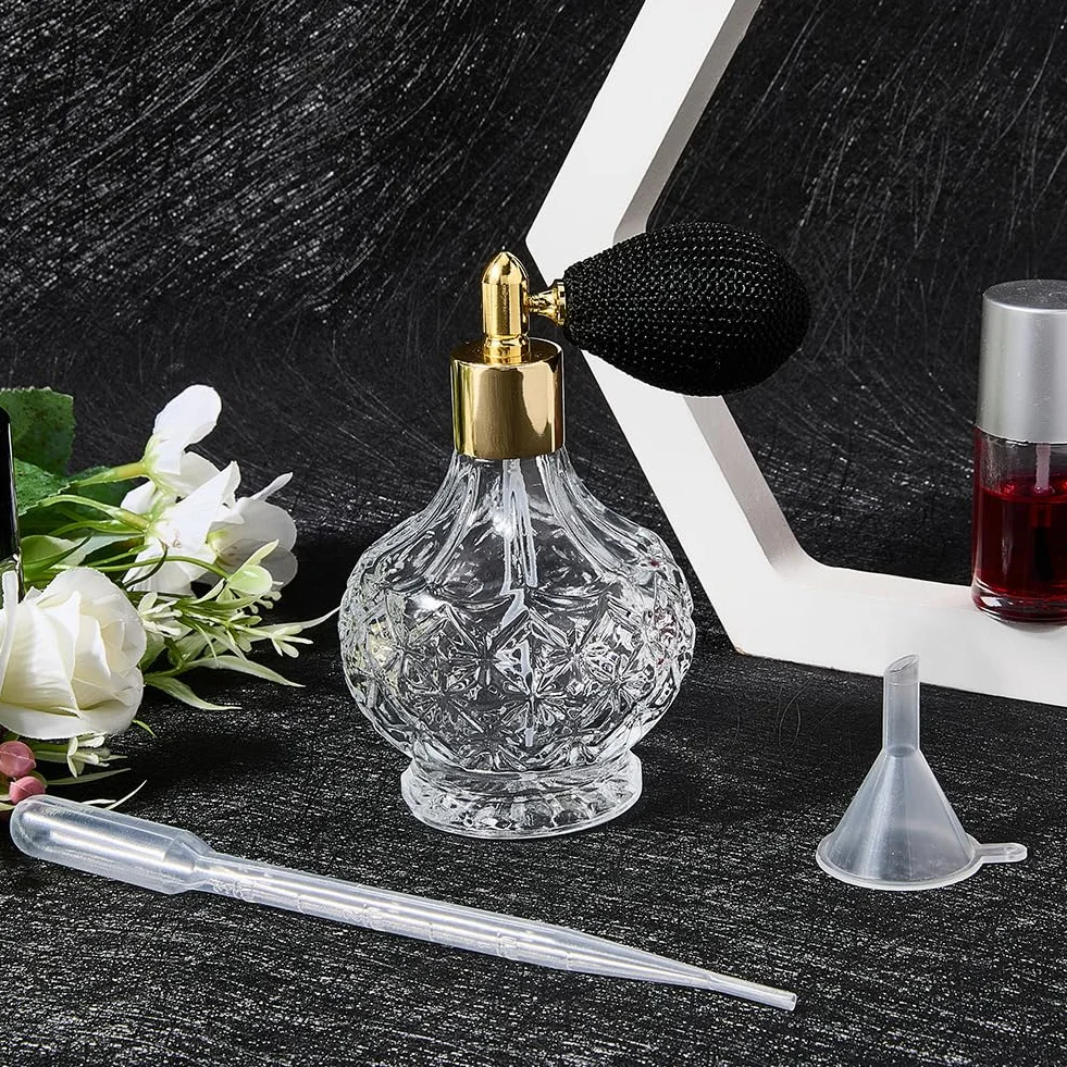 GORGECRAFT Botellas de Perfume de Cristal 100 ml Atomizador Vintage Rellenable Bomba de Vidrio