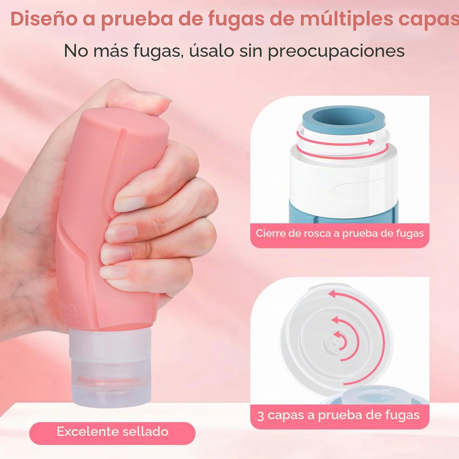 Alyvisun Juego de 14 Botes Viaje Rellenables Silicona, Botellas 100 ml y Tarros 30 ml a Prueba de Fugas