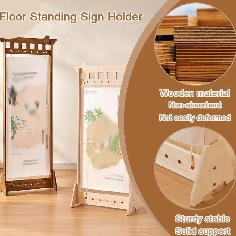 XPLKQXE Soporte Para Carteles Alta Resistencia, Expositor Madera Para Letreros, Soporte Independiente Para Paneles Y Carteles Para Exposiciones(Light brown,21.5x43.5in/5pcs)