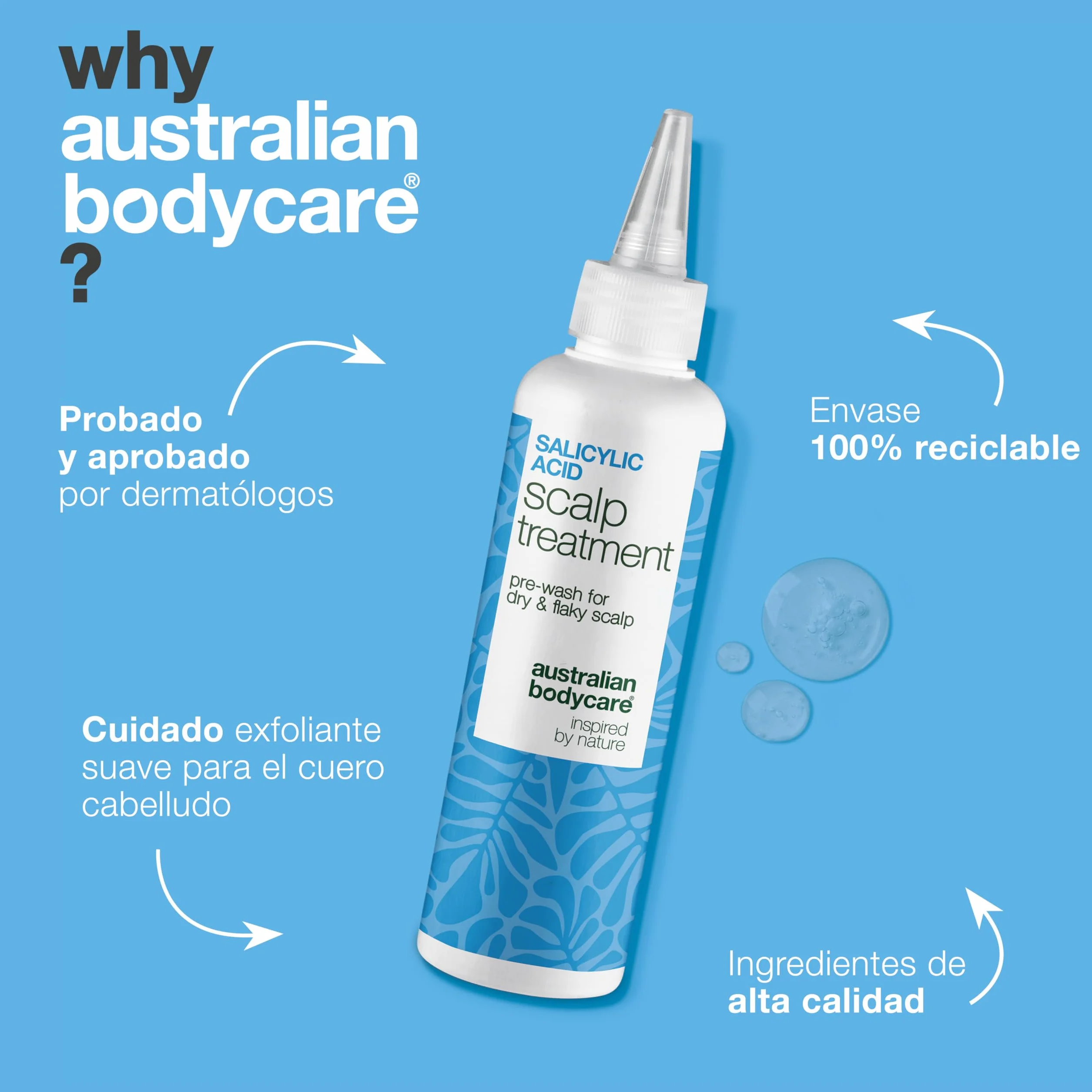 Peeling Cuero Cabelludo Ácido Salicílico Caspa Picazón Sequedad Tratamiento Pre-Lavado 10 Minutos Exfolia Limpieza Profunda Piroctone Olamine 150 ml