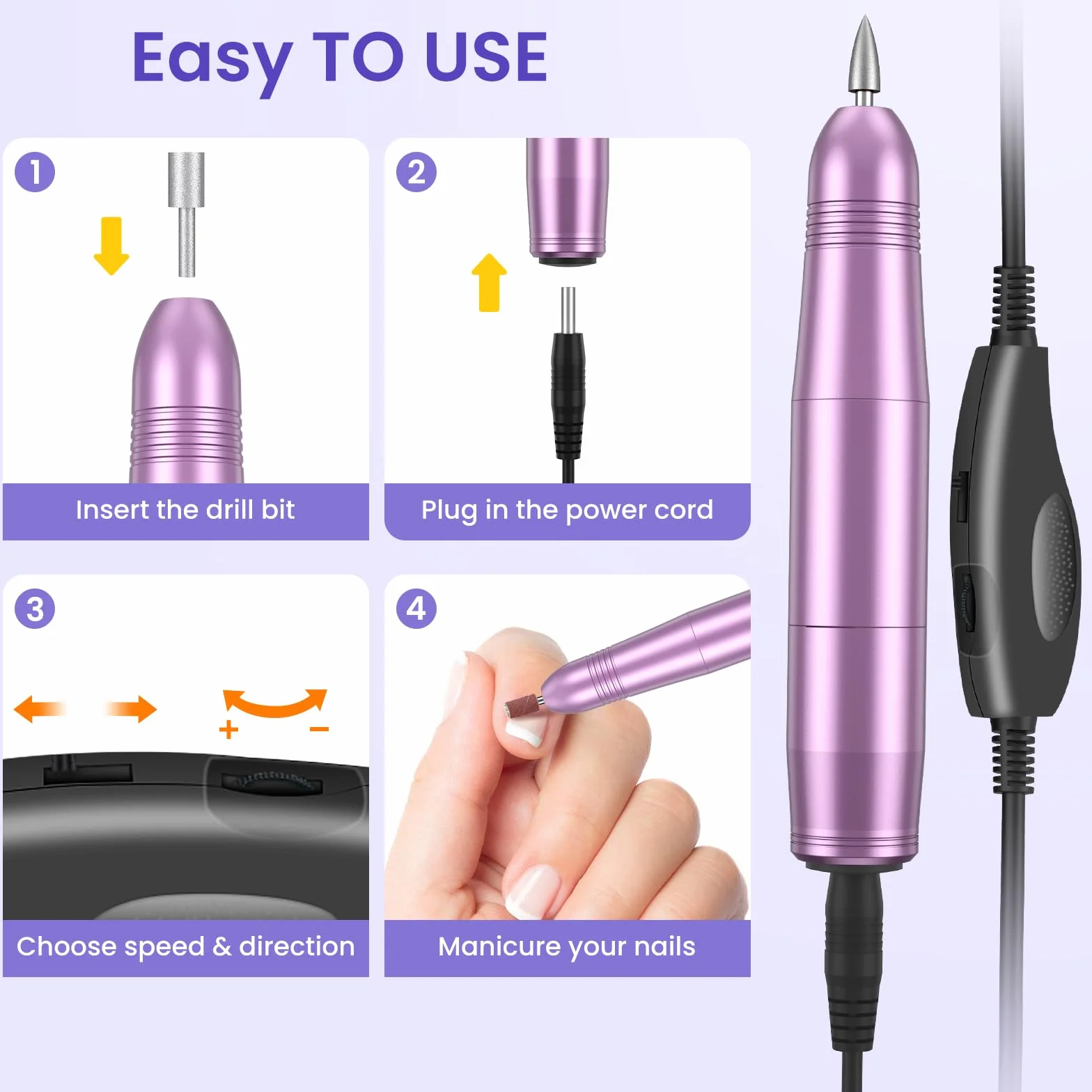 Torno para Uñas Profesional 7 en 1, 20000 RPM Lima Eléctrica Segura, Kit de Manicura y Pedicura