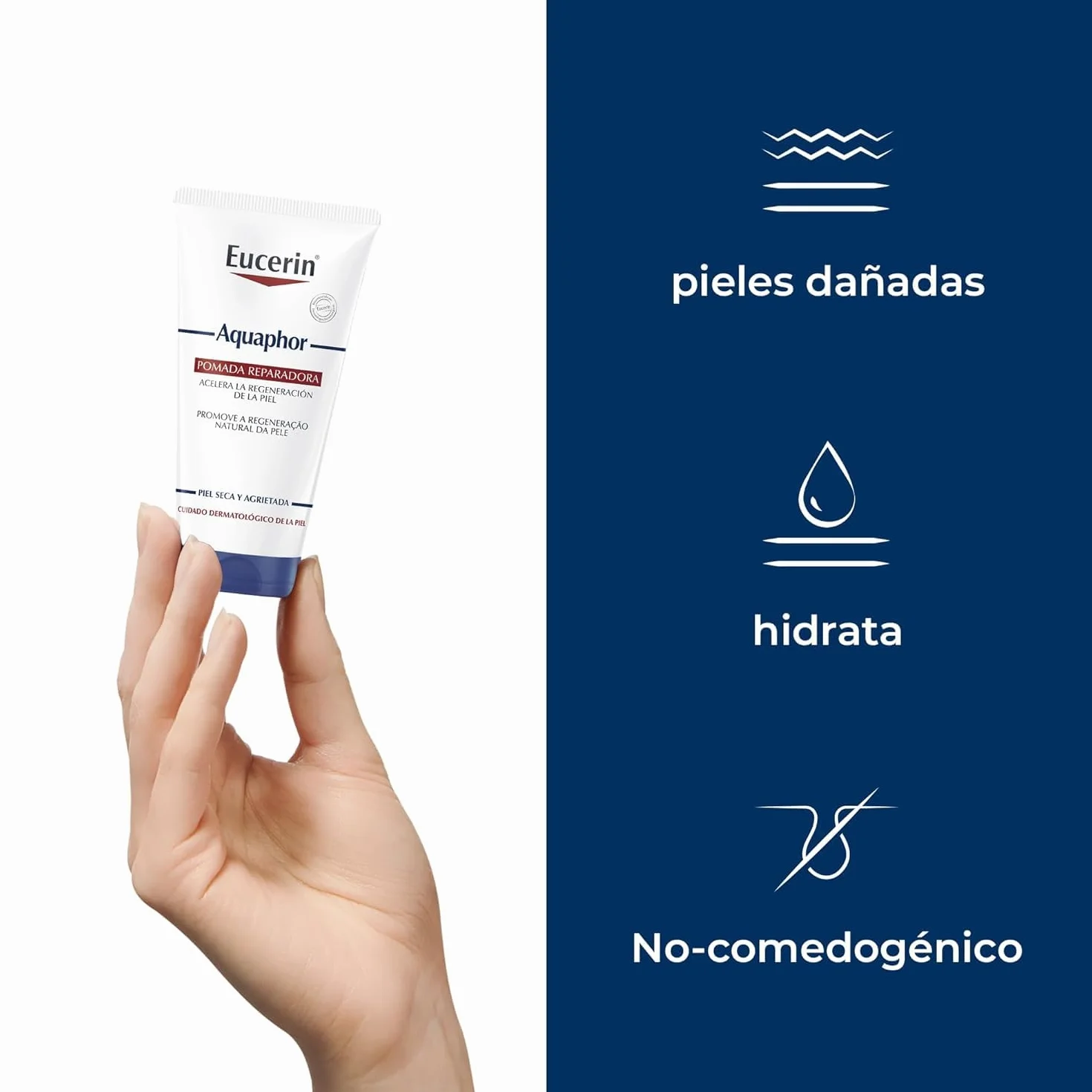 Eucerin Aquaphor Pomada Reparadora 45 ml Crema Corporal Hidratante Piel Seca Agrietada Cicatrizante Pantenol Bisabolol Sin Perfume No Comedogénica