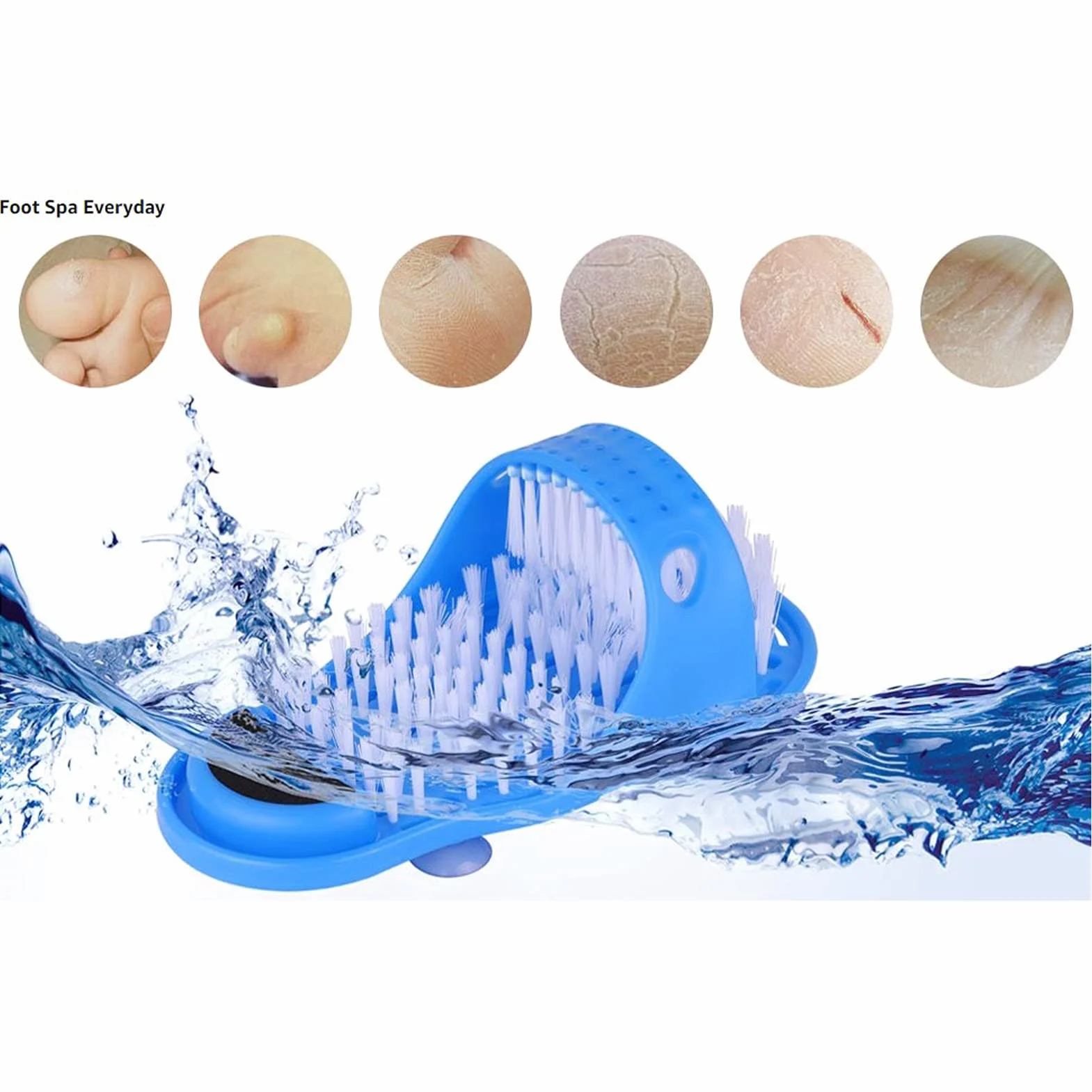 Naroote Limpiador Exfoliante Azul para Ducha y Pies, Fácil de Limpiar, con Ventosa y Función de Masaje