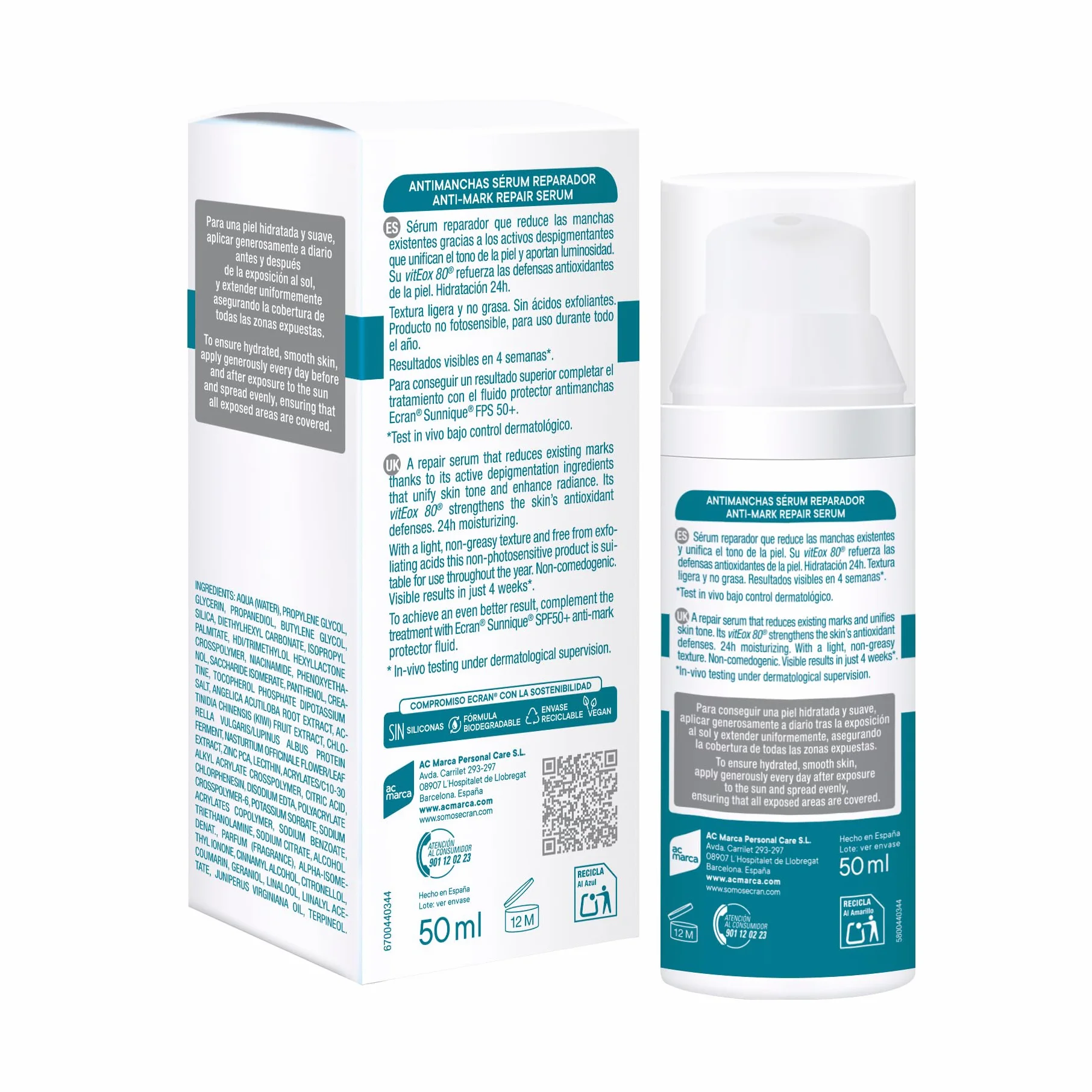 Ecran Aftersun Sérum Facial Antimanchas con Niacidamina 50 ml