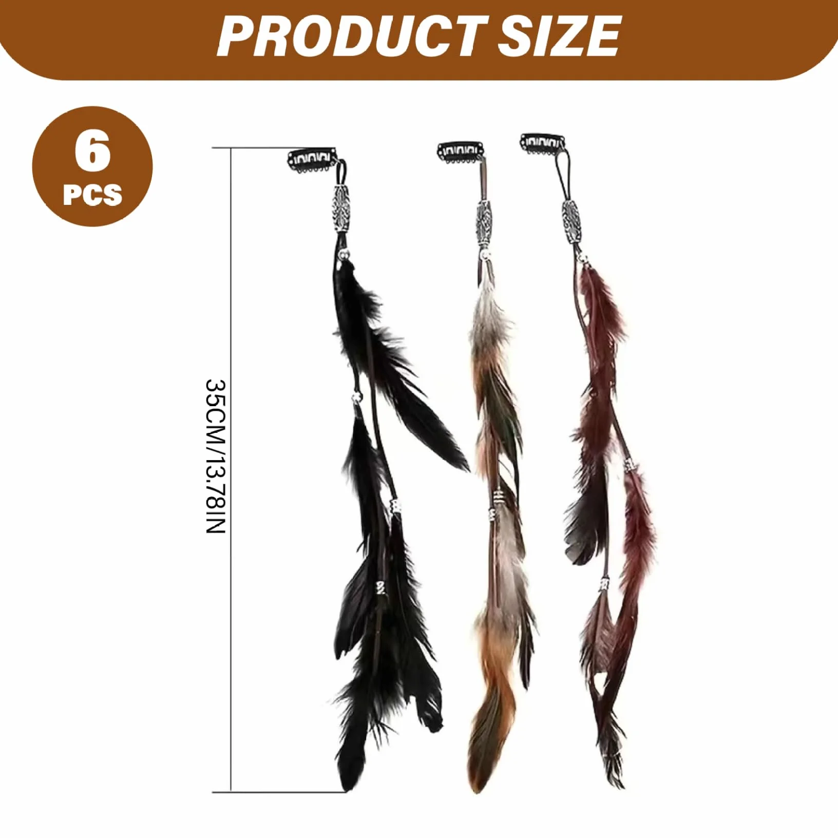 Kit de bricolaje Extensiones de plumas para cabello con cuentas trenzadas diseño llamativo para mujeres cosplay