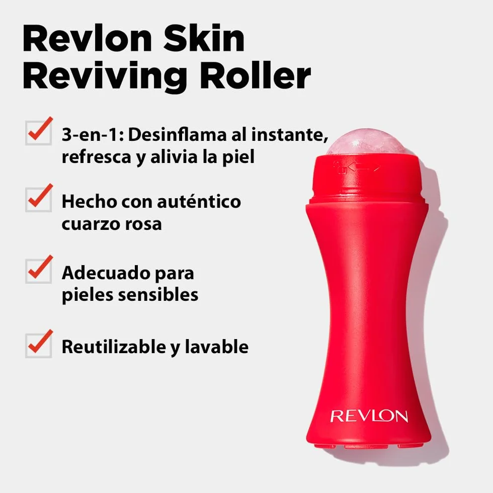 Revlon Skin Reviving Roller Rodillo Facial de Cuarzo Rosa para revitalizar e iluminar el rostro