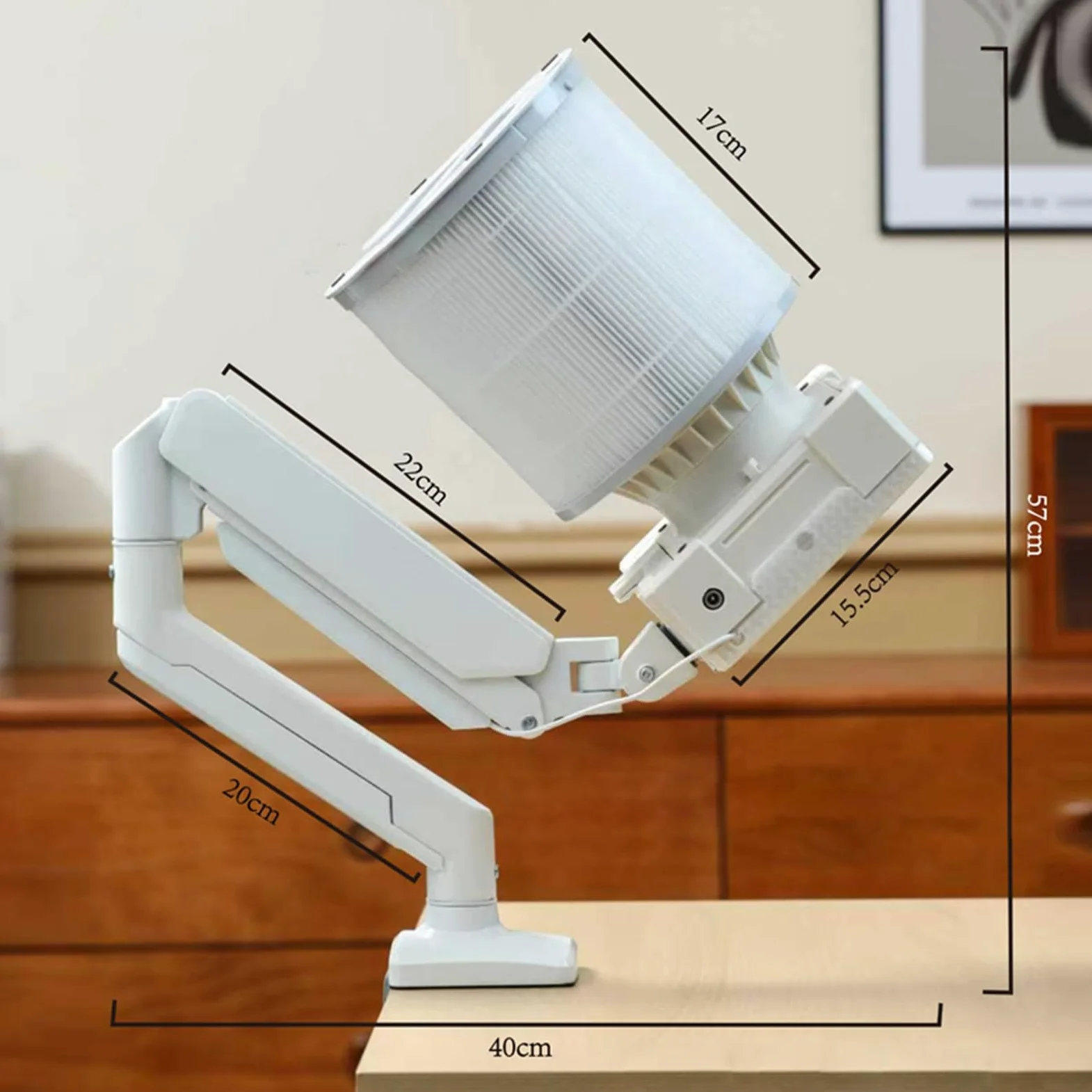 Aspirador de uñas universal de escritorio, aspirador vertical con luz LED, succión ajustable, soporte metálico de ángulo ajustable, colector de polvo profesional para salón de uñas en casa.
