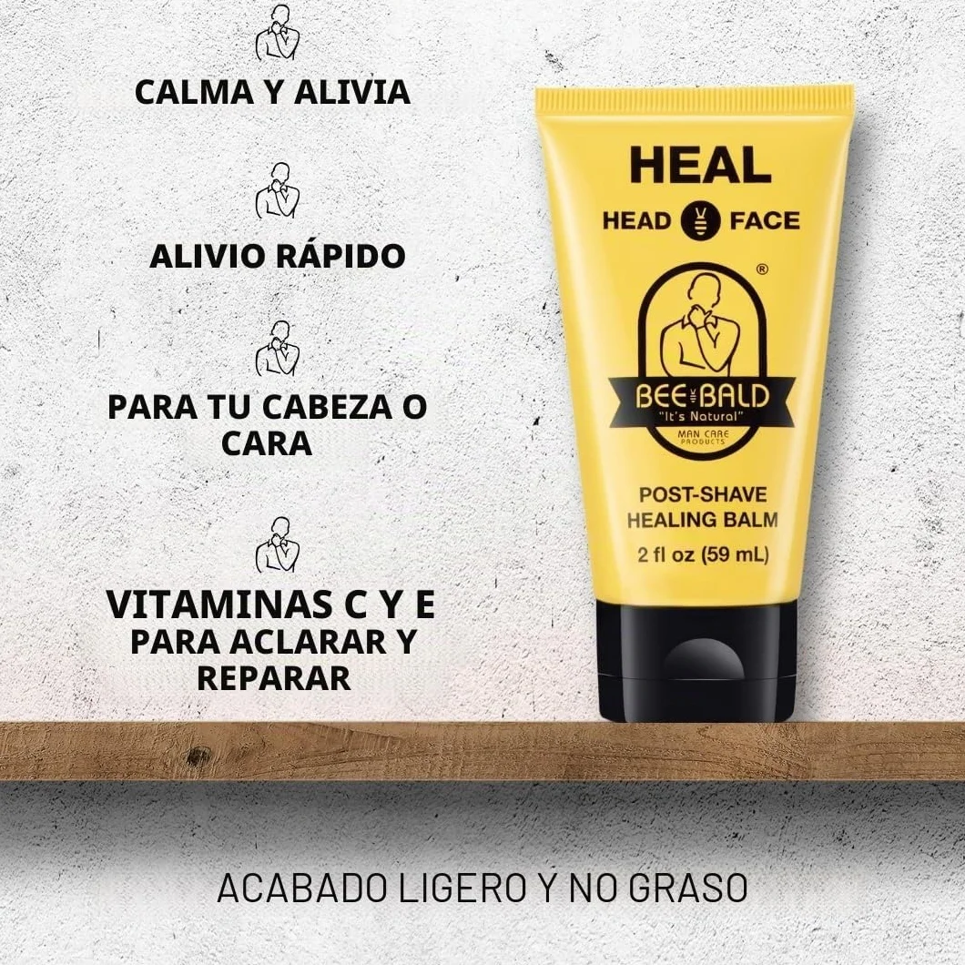 Bee Bald HEAL Bálsamo Post-Afeitado Calma y Alivia la Piel Dañada Trata Granos Irritaciones 59ml