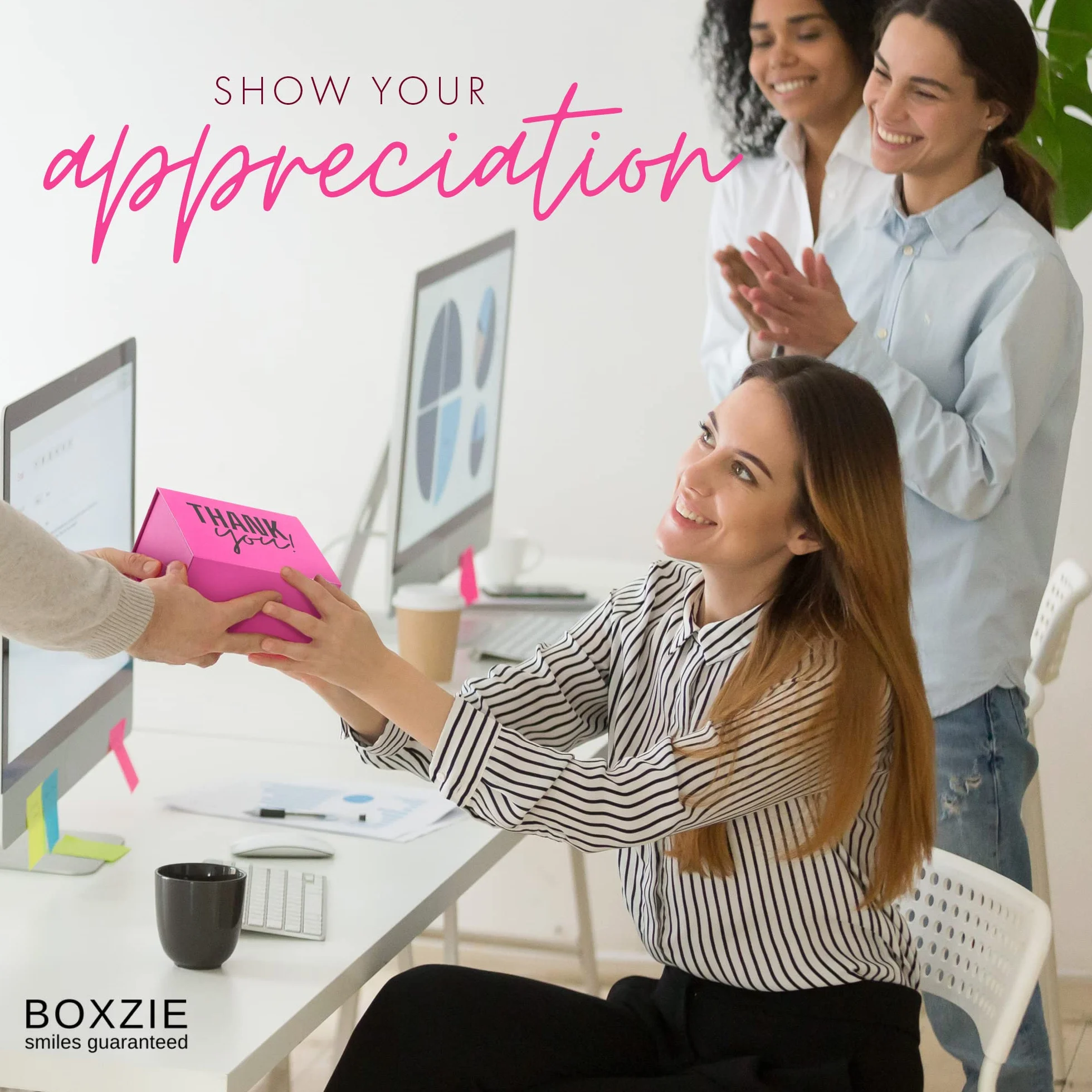 Boxzie Regalos de agradecimiento para mujeres, juego de caja de regalo de agradecimiento, bonitas ideas de cesta de gratitud, regalos de velas pensados para empleadas, jefes, compañeros de trabajo,