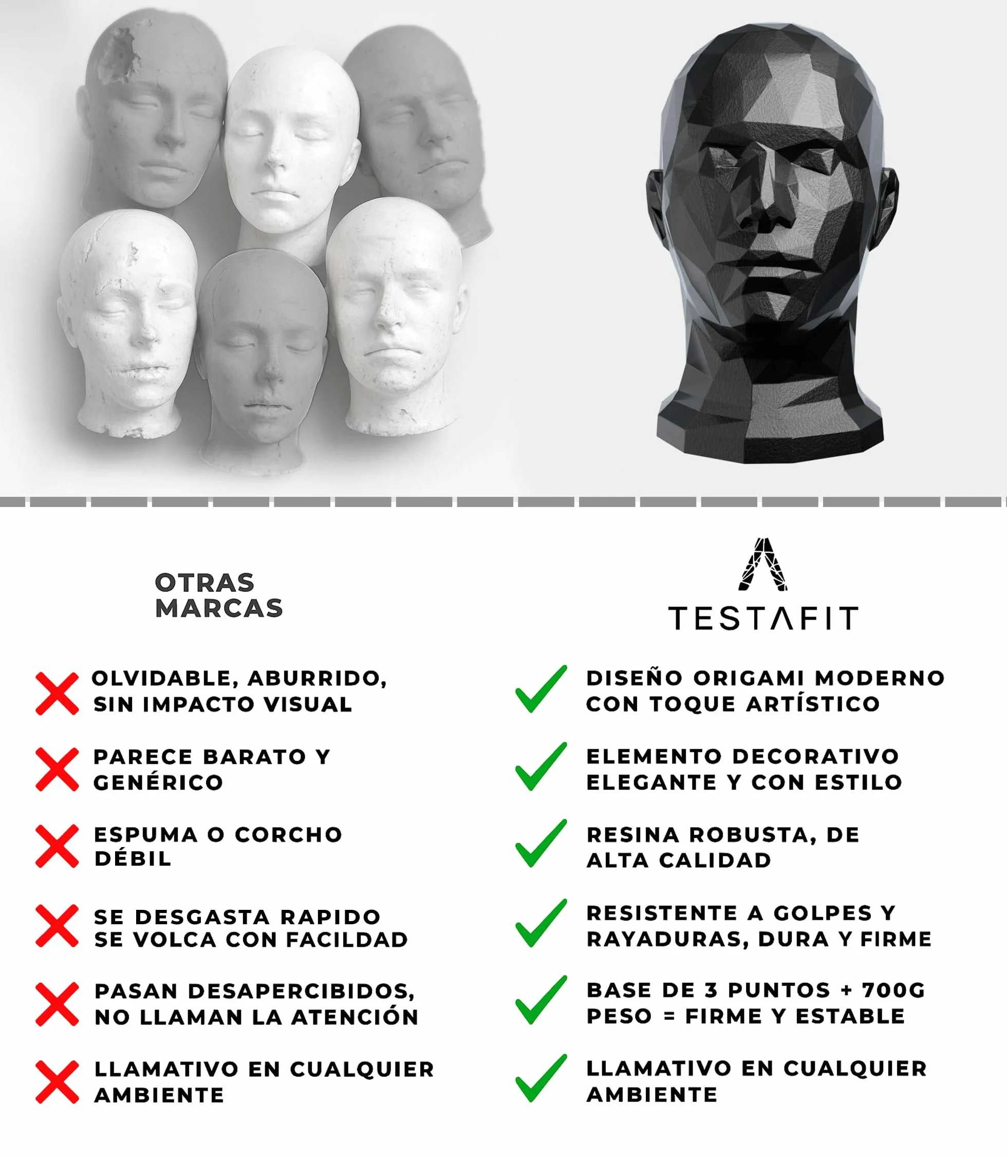 Maniquí Expositor Cabeza Hombre para Cascos Gorras Sombreros Gafas Auriculares Negro