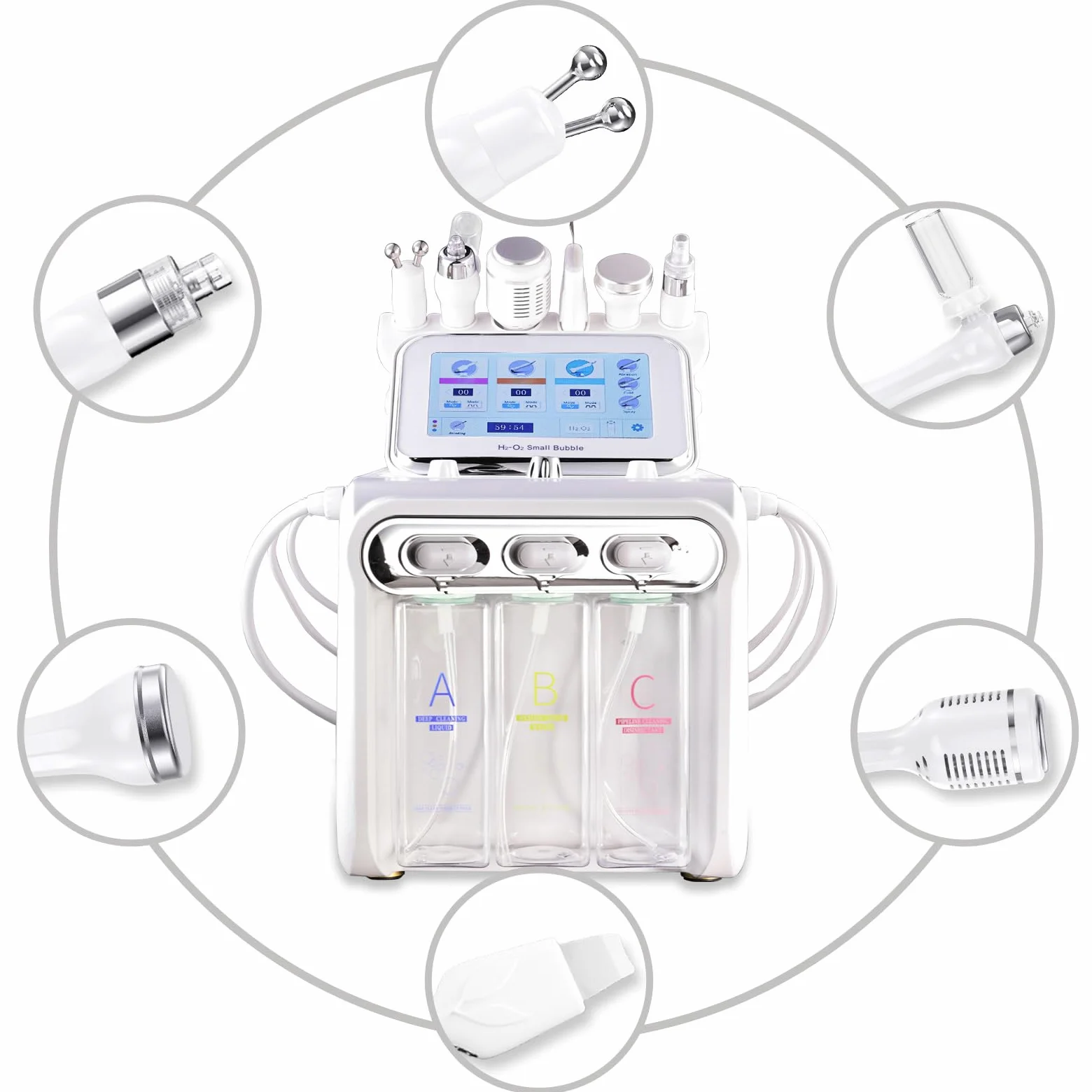 Máquina Facial Profesional Aquafacial 6 en 1 Hidrógeno-Oxígeno | Aparato de Cuidado de la Piel, Para Casa, SPA