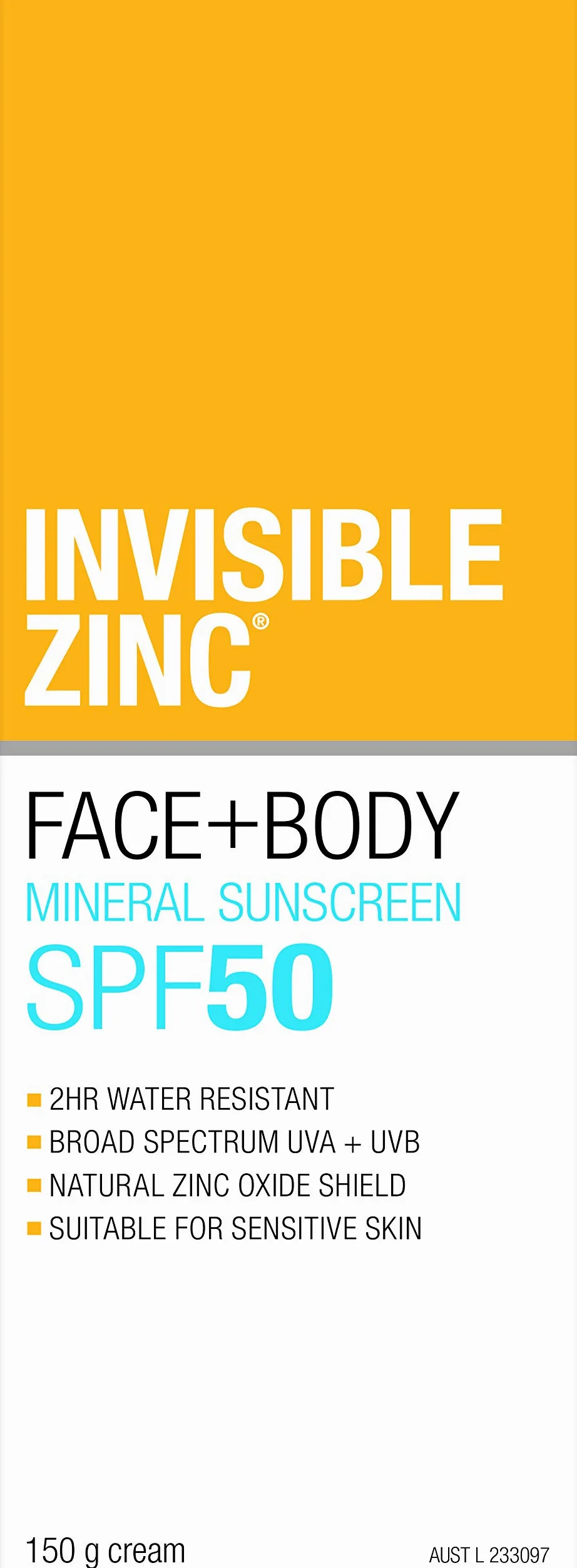 Zinc invisible – Protector solar cara + cuerpo SPF 50 UVA – UVB (150 g/5.29 oz)