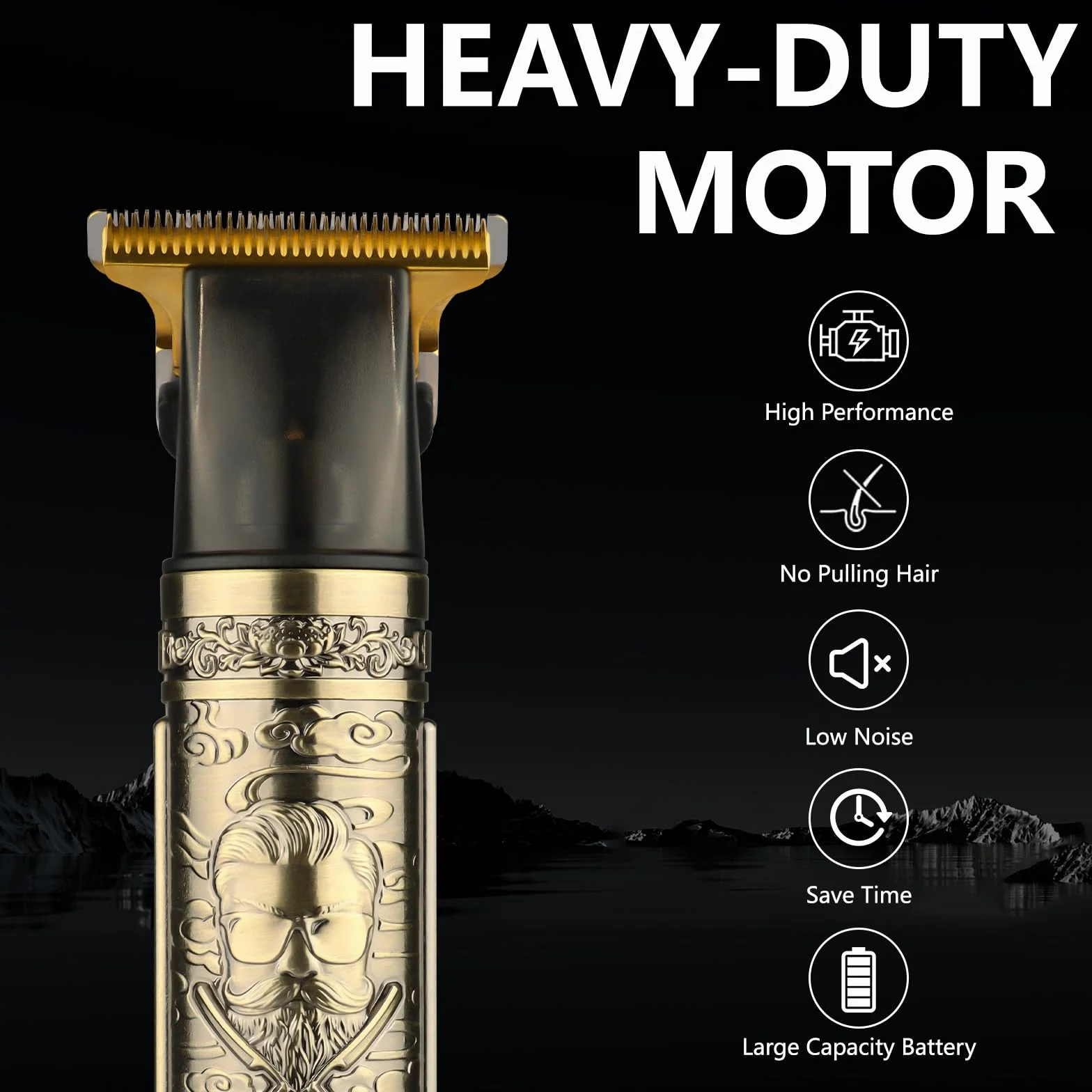 Cortapelos Hombre Profesional Recargable, Máquina Cortar Pelo con 4 Peines-guía, Recortadora de Barba USB