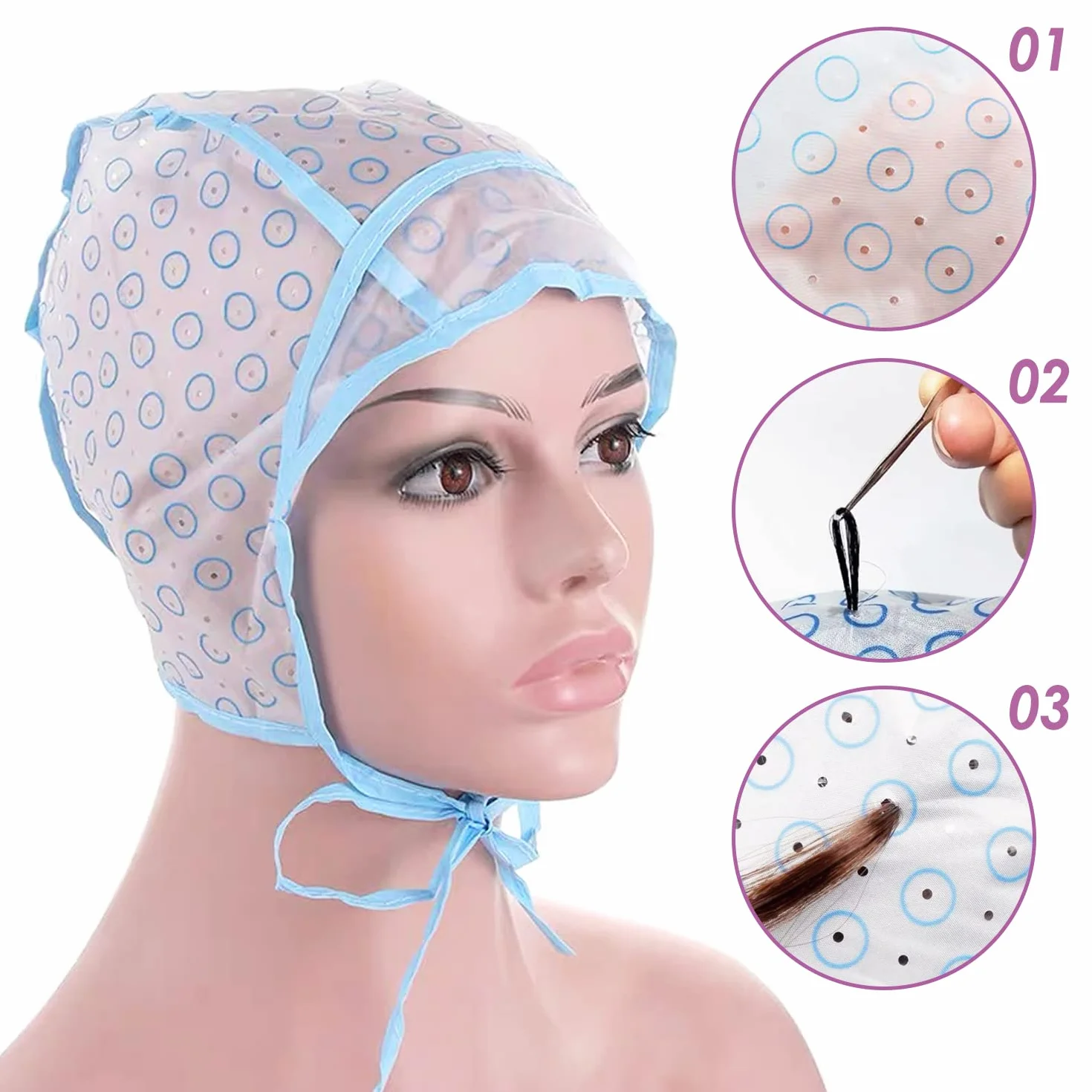 12 Piezas Gorro de Tinte Desechable con Cepillo y Ganchos, Herramienta para Teñir el Cabello en Peluquería y Salón