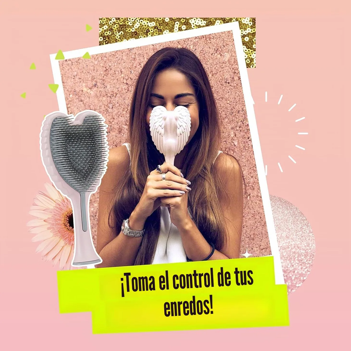 Tangle Angel Cepillo para desenredar el cabello para mujer, cepillo antiestático con alas de ángel para cabello húmedo y seco, cepillo desenredante de cerdas flexibles para cabello liso, ondulado y