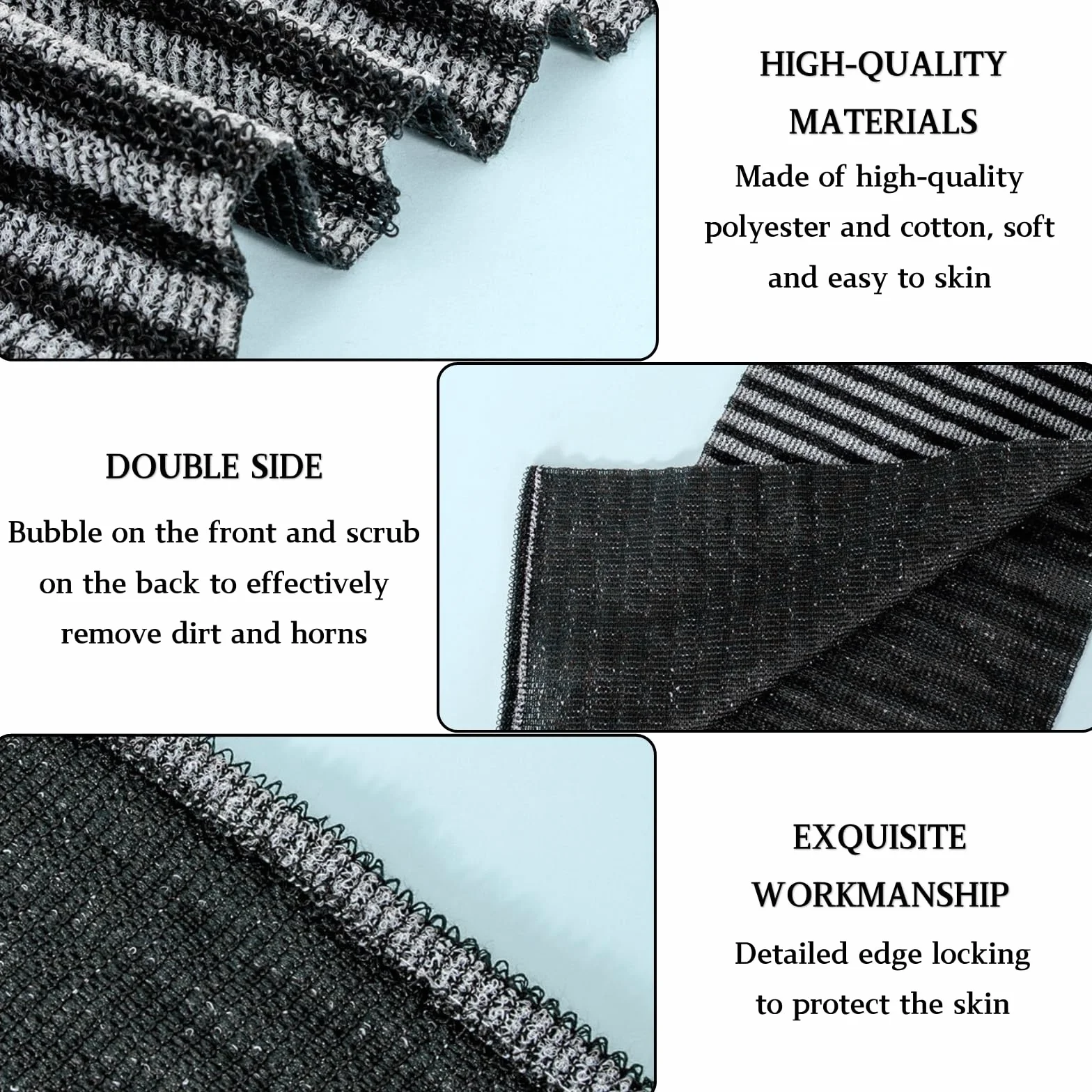 KEYRI Exfoliante Corporal Toallas Exfoliantes para Limpieza Profunda Baño (Negro)
