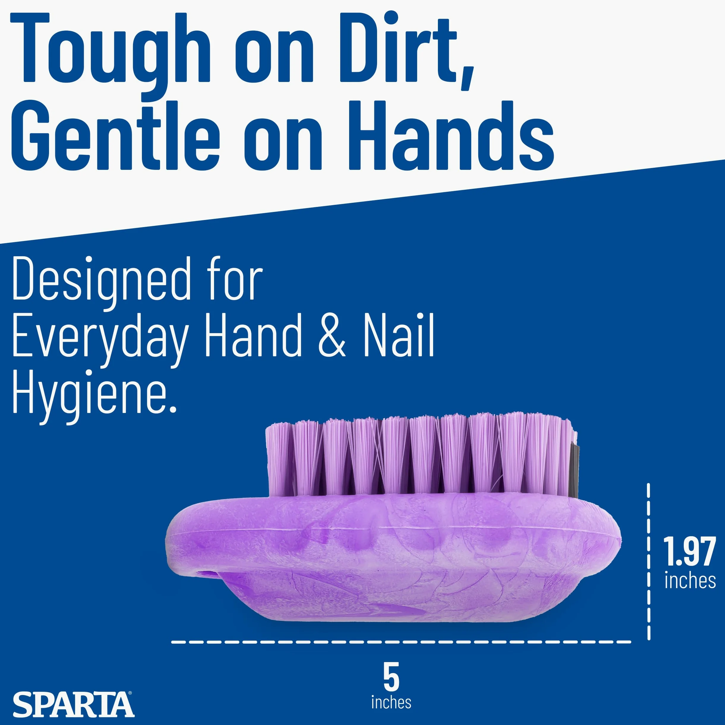 SPARTA - Cepillo de limpieza de uñas de grado comercial, cepillo de manos y manos resistente con cerdas rígidas para jardineros, mecánicos y personal de servicio de alimentos, plástico, 5 pulgadas
