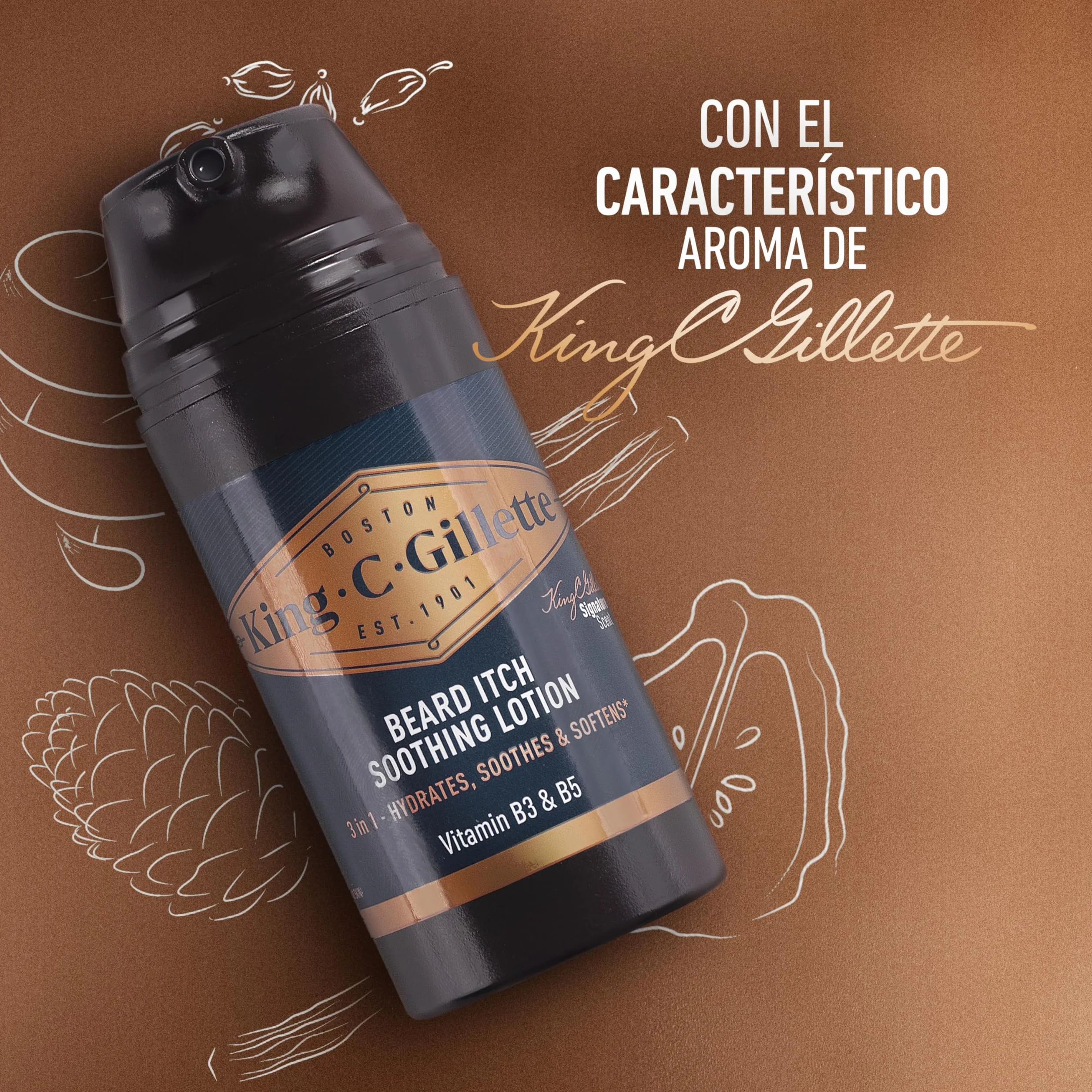 King C. Gillette Loción Calmante para Irritación de Barba, 100ml, con Vitamina B3 y B5