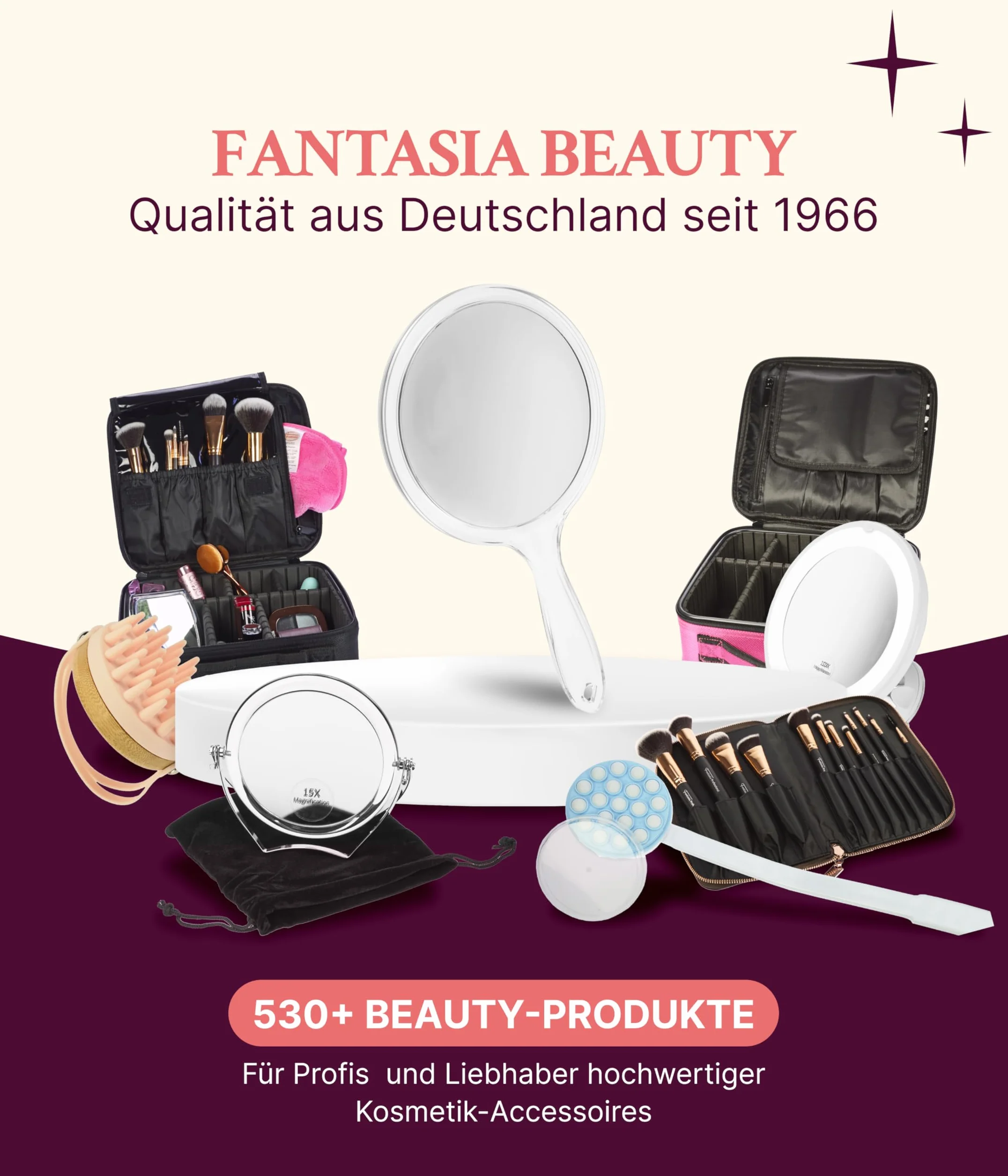 Fantasia Espejo de Mano 15 cm Doble Cara 5 Aumentos 27 cm Acrílico