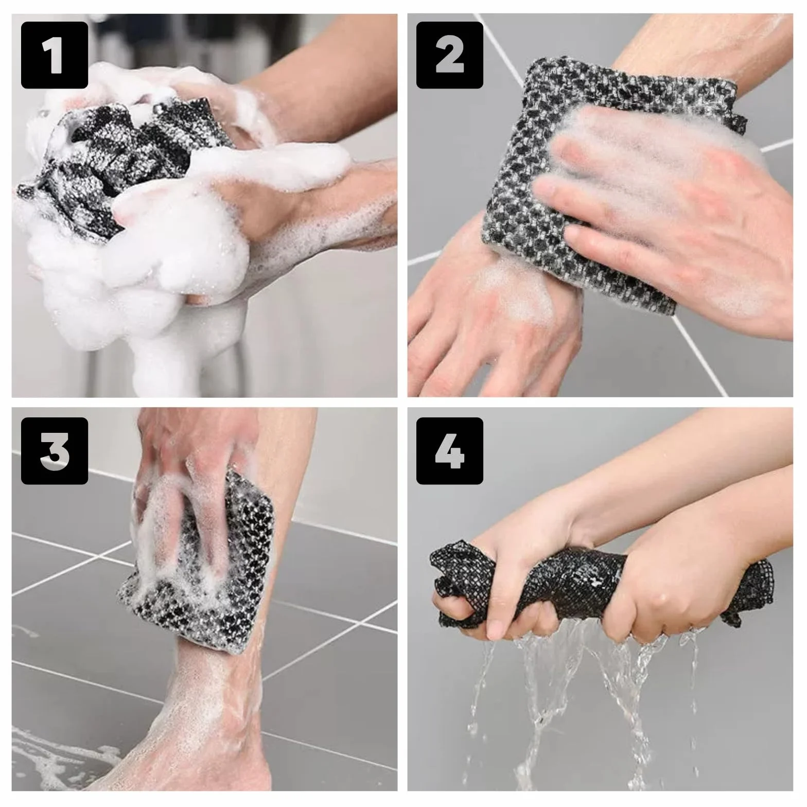 KEYRI Exfoliante Corporal Toallas Exfoliantes para Limpieza Profunda Baño (Negro)